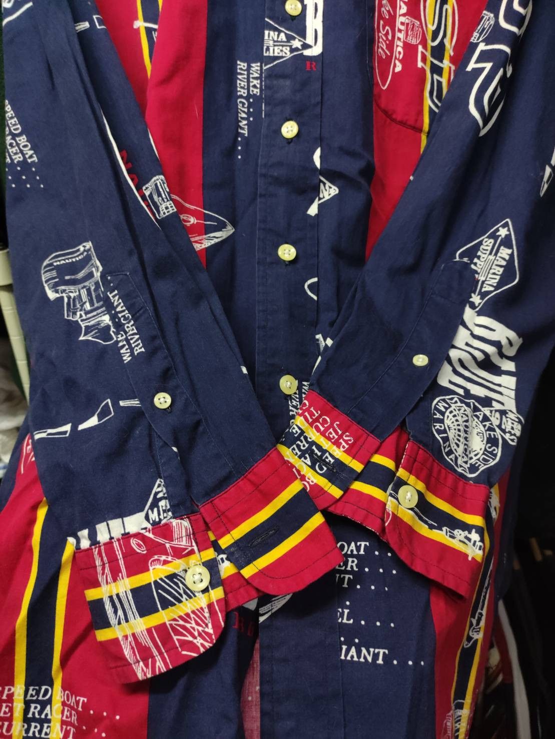 Nautica Vtg 90's Nautica Lake Side Speed Boat All Over Print Shirt Size US L / EU 52-54 / 3 - 6 Thumbnail