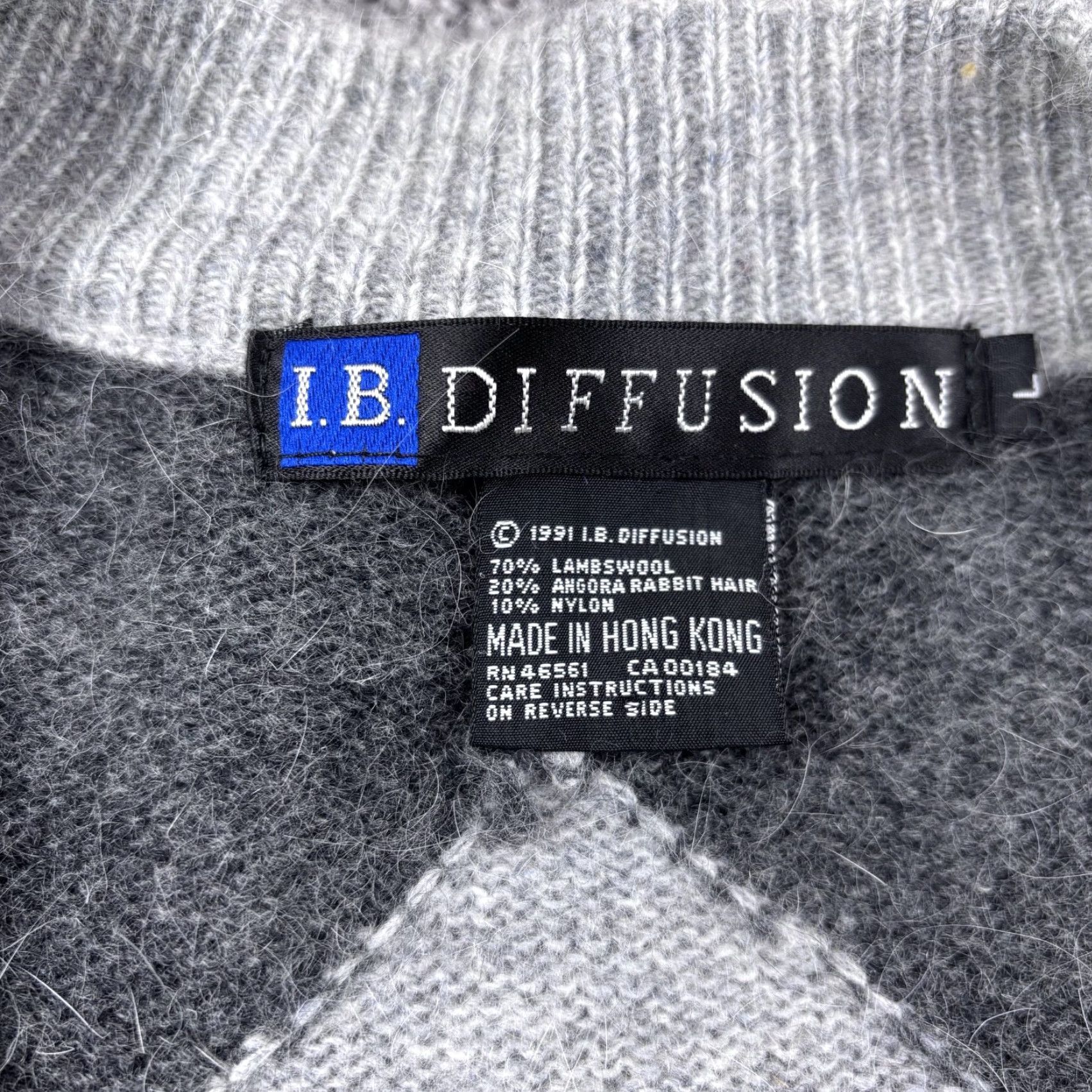 Vintage VINTAGE IB Diffusion Cardigan Sweater Womens L Gray Geometric 1991 Rabbit Hair Size L / US 10 / IT 46 - 3 Thumbnail