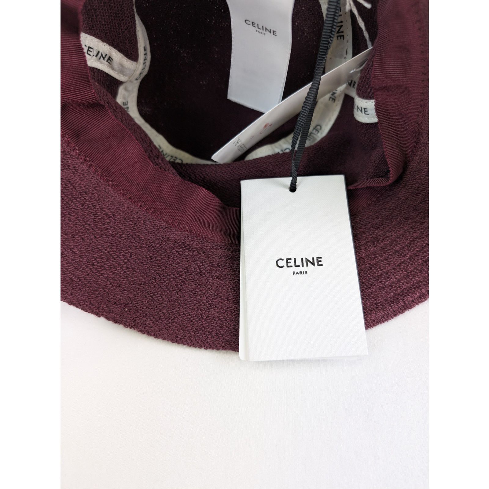 Celine o1rshd1 Size: M / Cotton Fleece Bucket Cap / Hat in Burgundy Size ONE SIZE - 10 Thumbnail