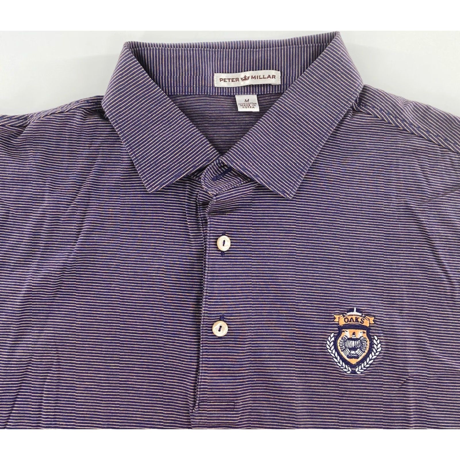 Peter Millar VINTAGE Peter Millar Polo Shirt Adult Medium Purple Striped Cotton Golf Logo Eagle 90s Mens Size US M / EU 48-50 / 2 - 3 Thumbnail