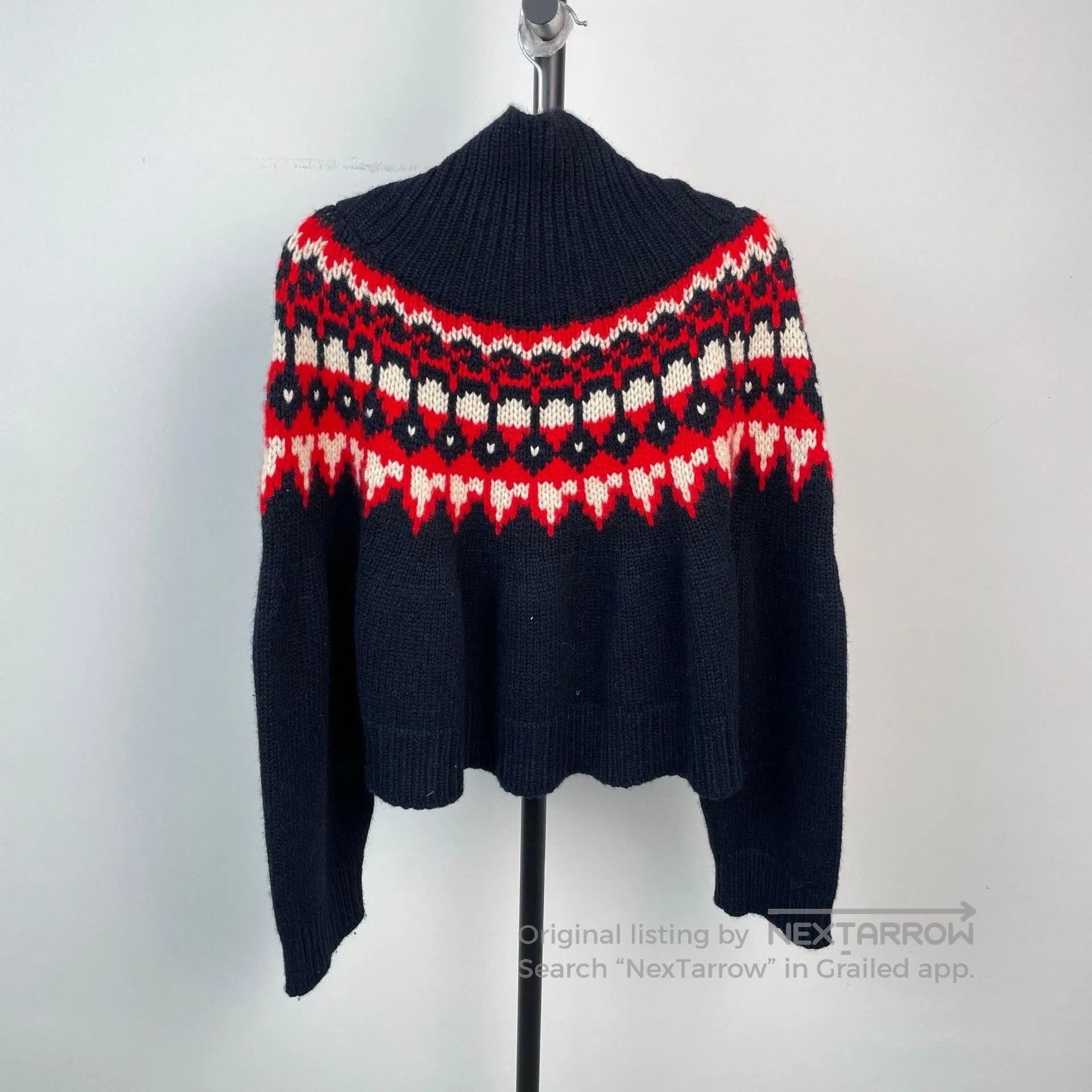 Celine Celine Dark Blue Fair Isle High Neck Sweater. Size S / US 4 / IT 40 - 2 Thumbnail
