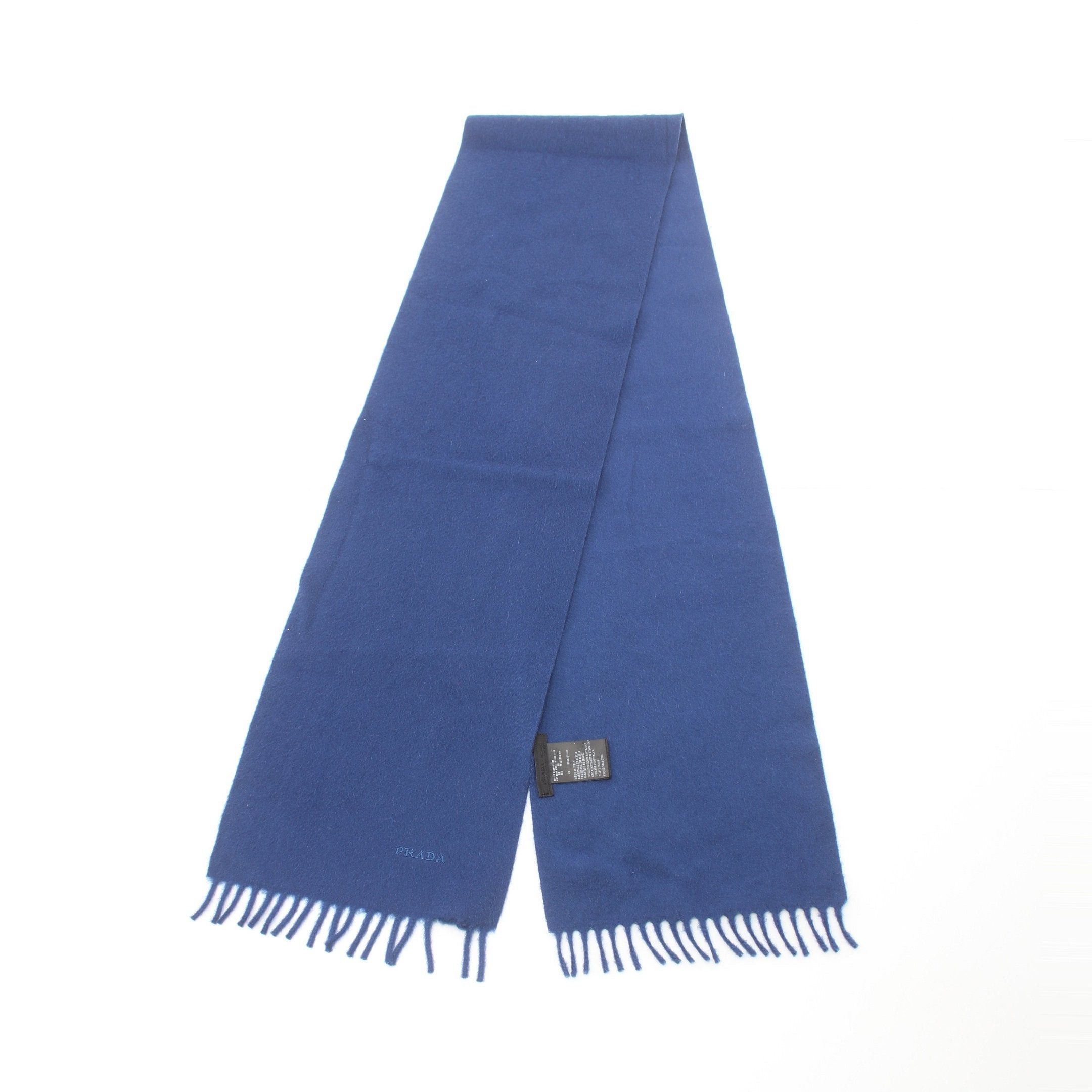 Prada Prada Scarf Logo Embroidery Cashmere Blue Size ONE SIZE - 1 Thumbnail