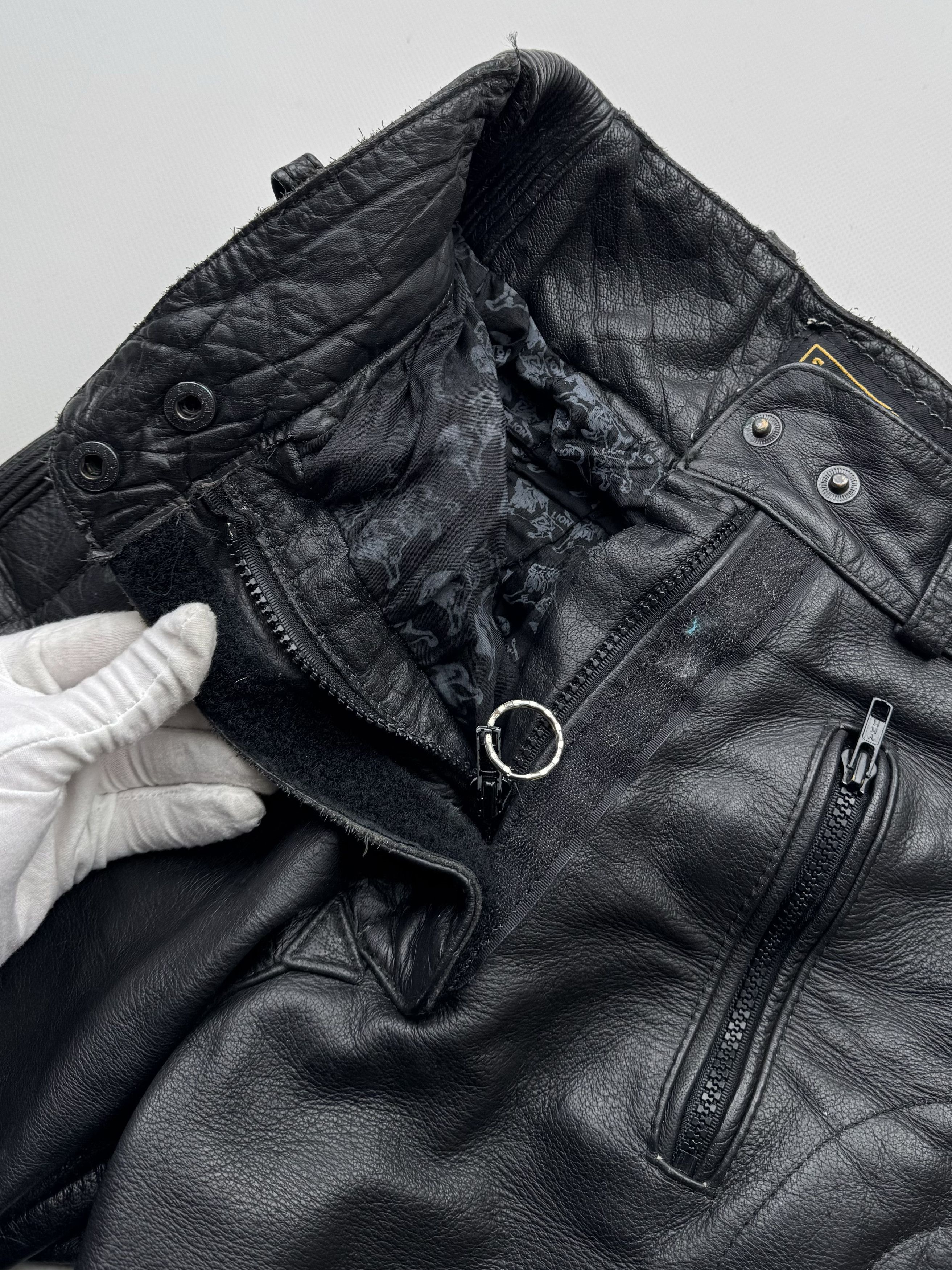 Vintage 90's Leather Biker Pants B508(V321)E2 Size 25" / US 0 / IT 36 - 9 Thumbnail