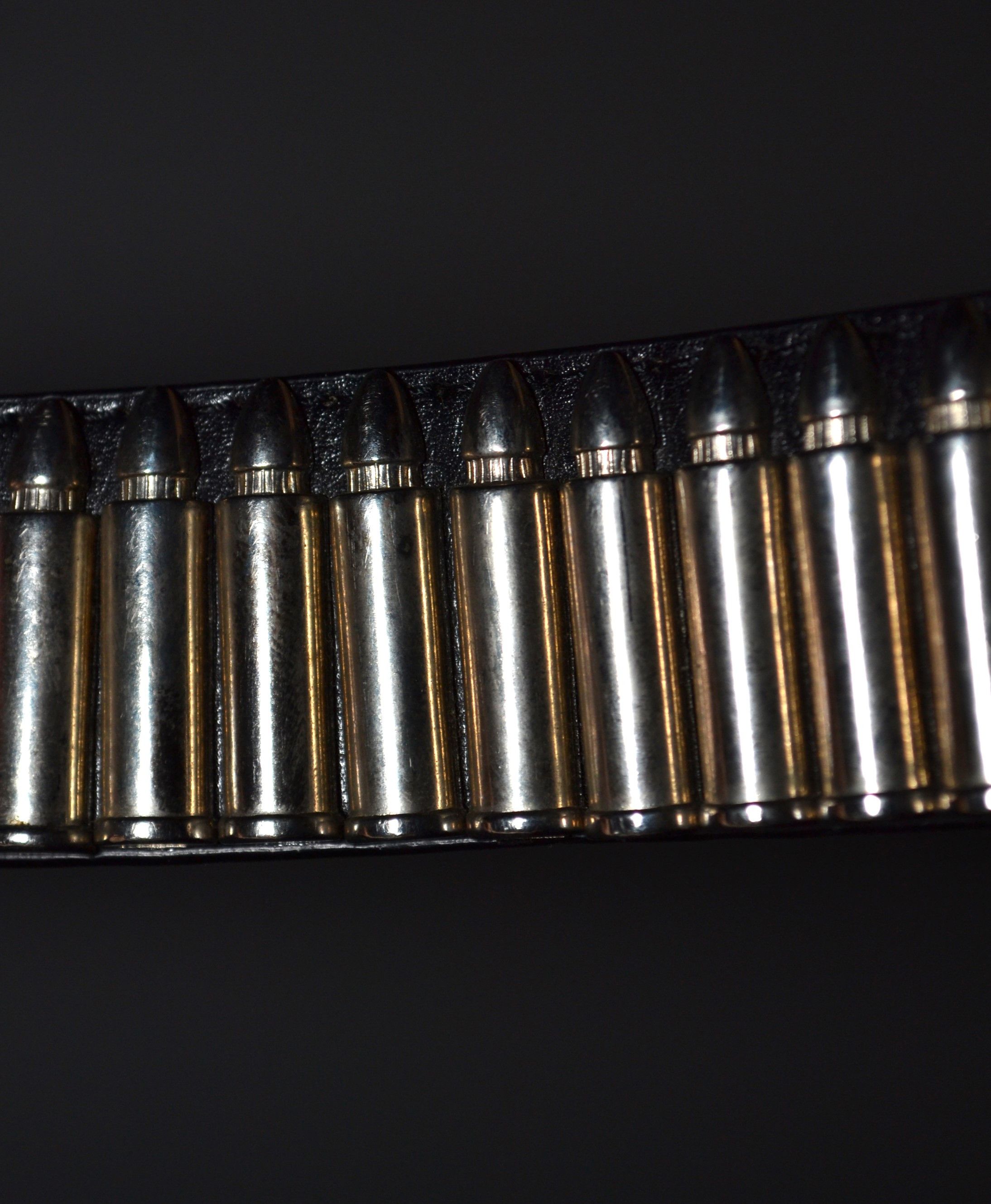 Vintage Black y2k Bullet Belt Real Leather Size 32 - 6 Thumbnail