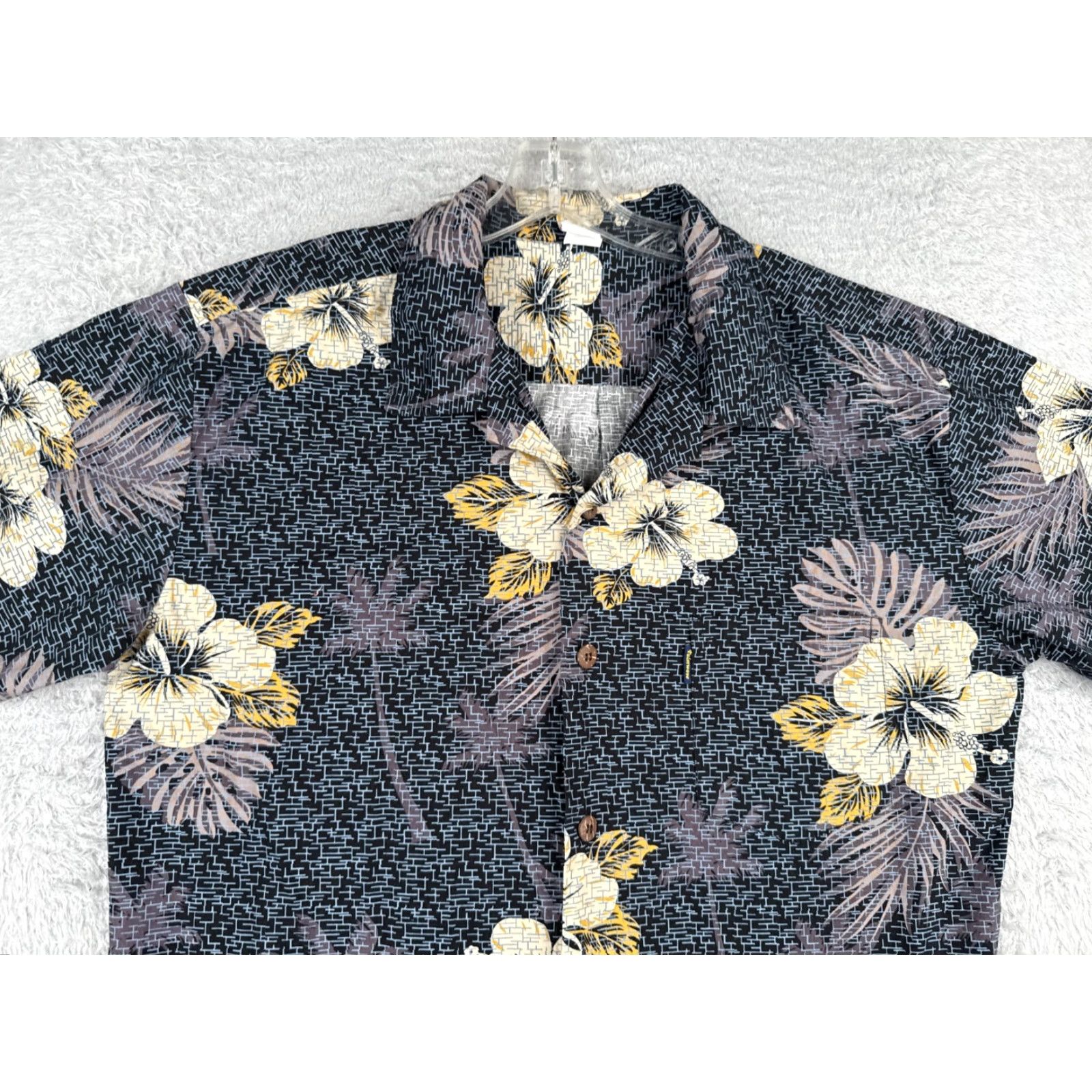 Vintage Palmwave Shirt Men L Black Floral Palm Leaf 100% Cotton Hawaiian Button-Up Resort Aloha Palms Size US L / EU 52-54 / 3 - 4 Thumbnail