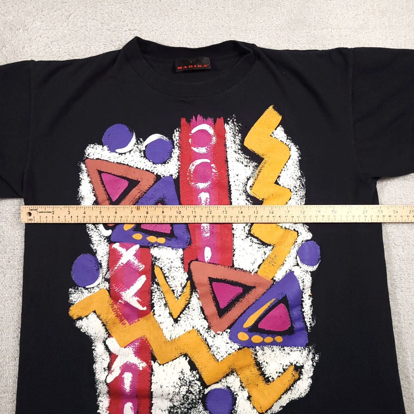 Vintage VINTAGE Marika T-Shirt Mens OSFA All Over Print Black Art Painting Abstract 90s USA Size US XL / EU 56 / 4 - 6 Thumbnail