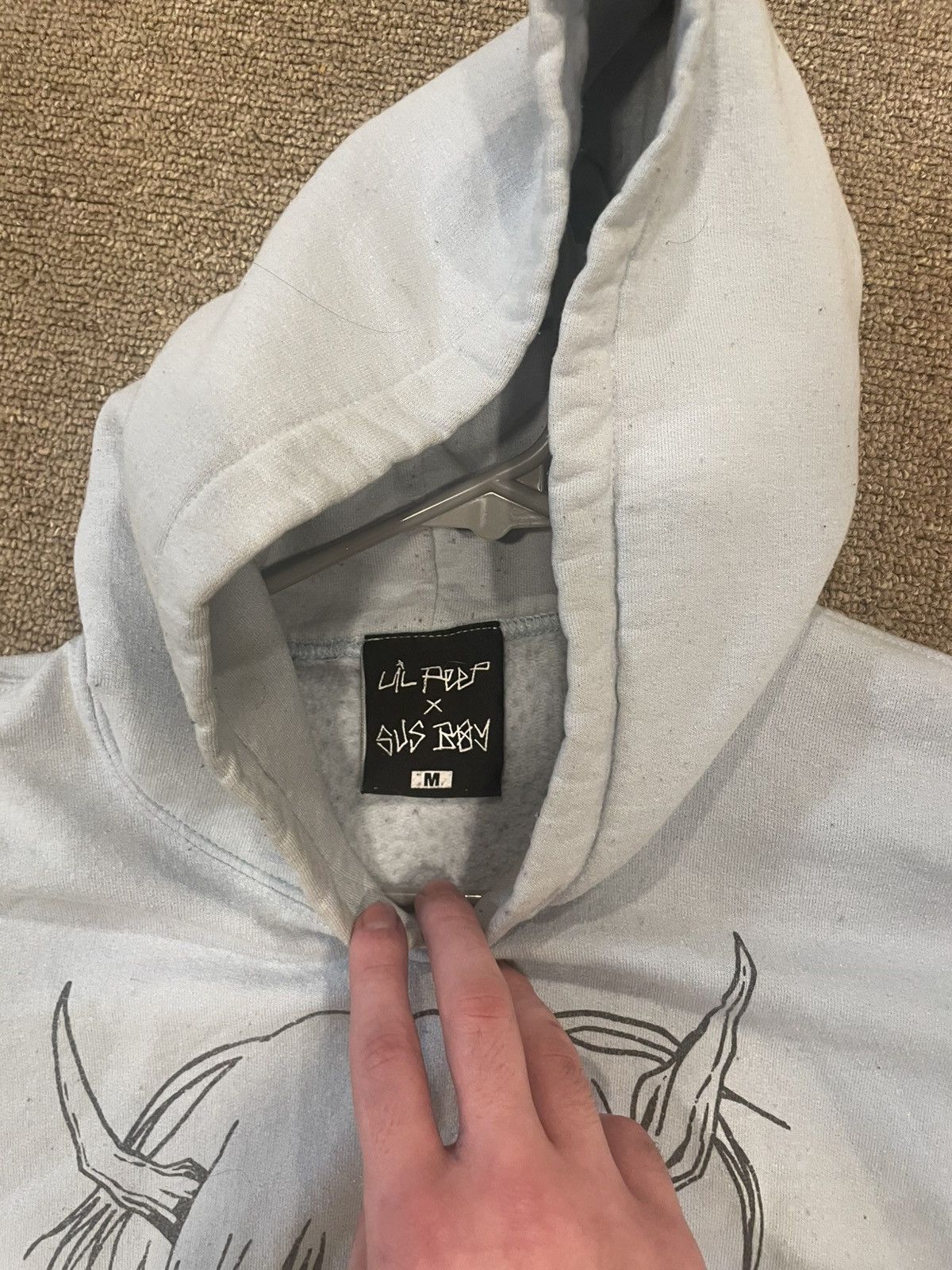 Lil Peep Lil peep x Sus boy Angels Protect Me baby blue hoodie Size M / US 6-8 / IT 42-44 - 3 Thumbnail
