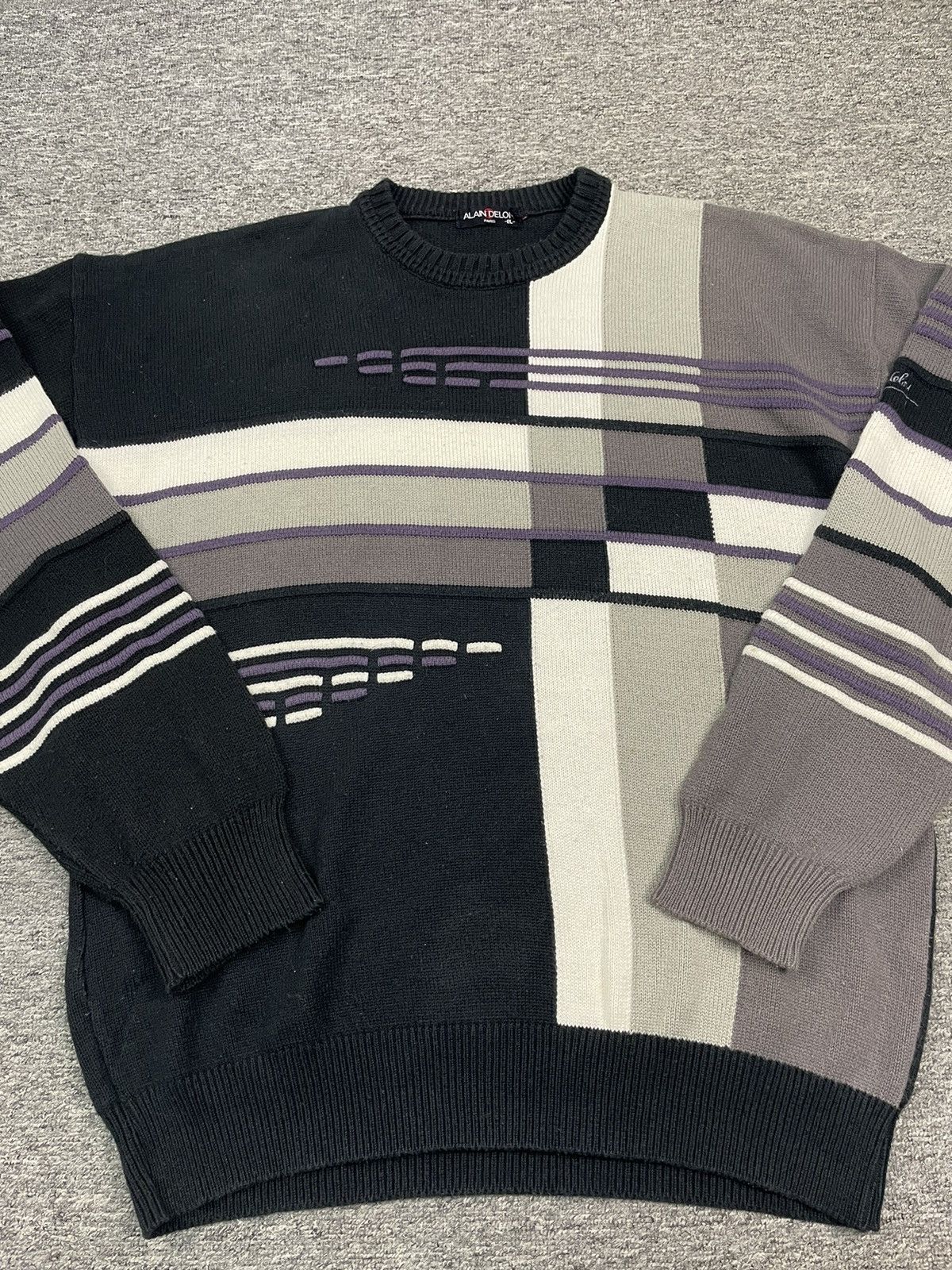 ALAIN DELON × Designer × Vintage Vintage Alain Delon Paris Geometric Sweater Knitwear Size US XL / EU 56 / 4 - 4 Thumbnail