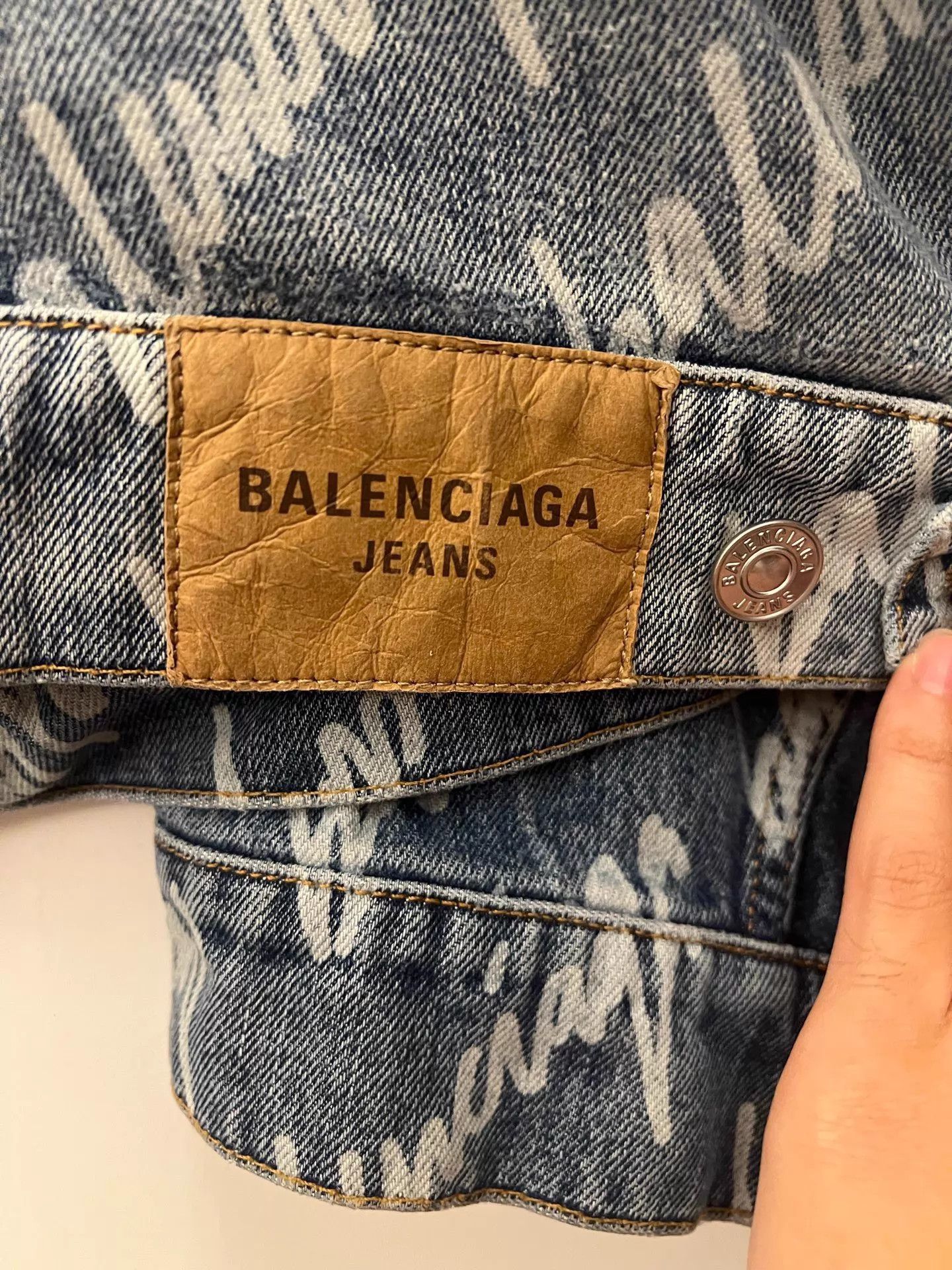 Balenciaga Balenciaga Logo All Over Print Notch Collar Denim Jacket Blue Size XS / US 0-2 / IT 36-38 - 4 Thumbnail