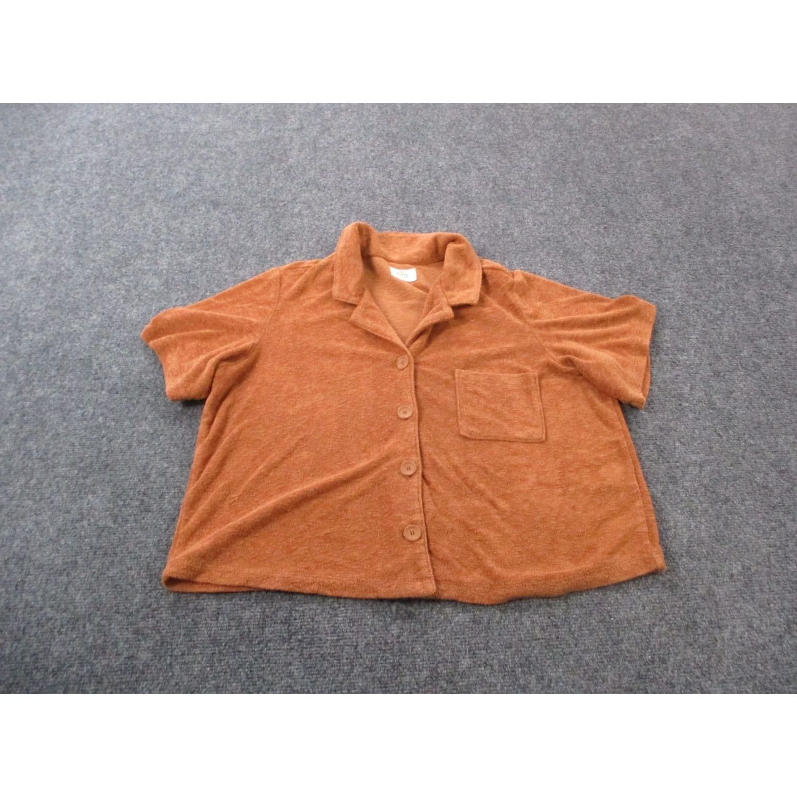 Marine Layer Marine Layer Shirt Womens XL Orange Cropped Terry Cloth Beach Preppy Surf Size XL / US 12-14 / IT 48-50 - 2 Thumbnail