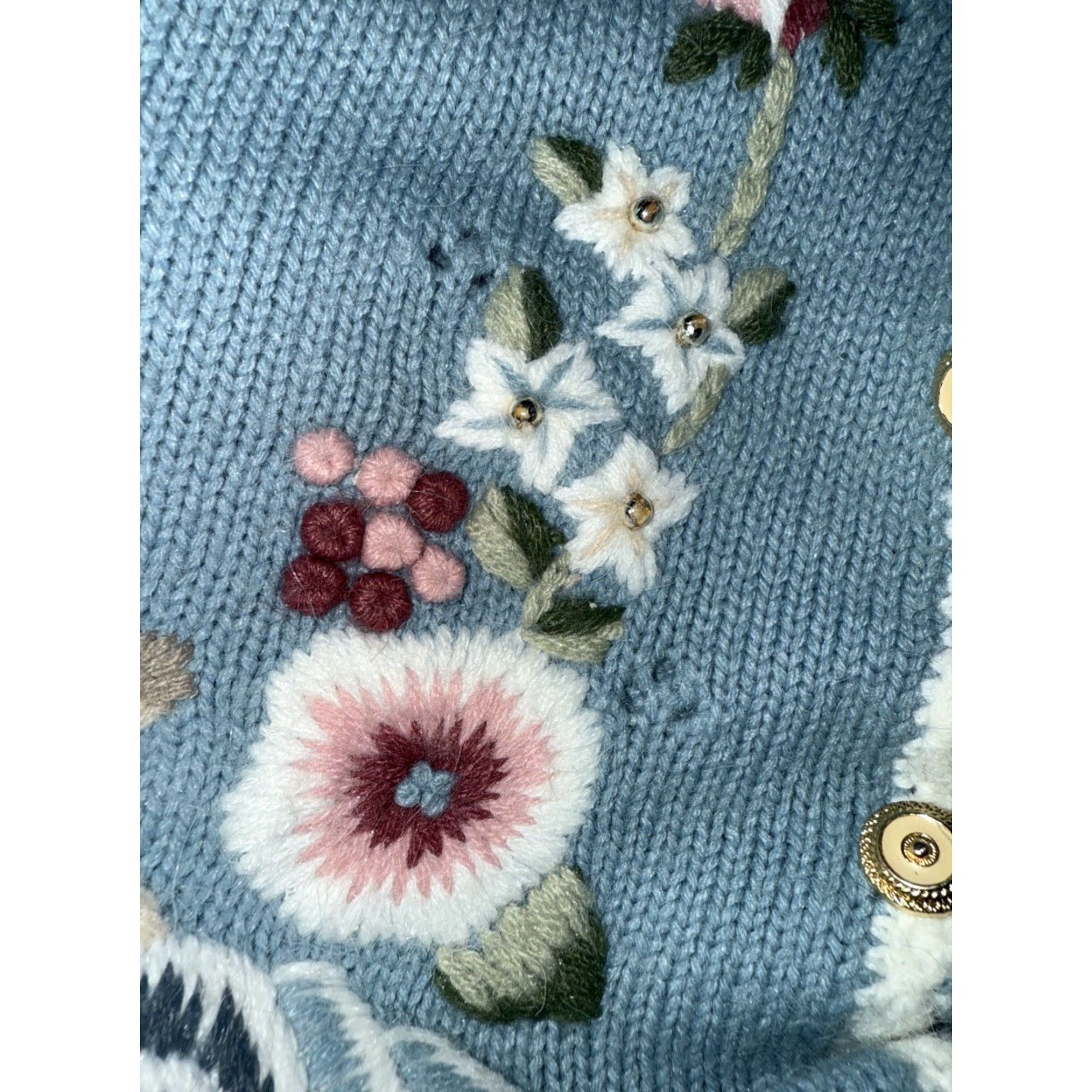 Vintage VINTAGE Koret Vest Shirt Womens S Light Blue Embroidered Button Beaded Flowers V-Neck Sleeveless Size S / US 4 / IT 40 - 5 Thumbnail