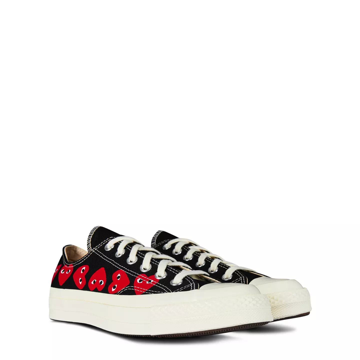 Comme des Garcons PLAY o1g2r1mq0426 Multi Hearts-Print Low-Top Sneakers in Black Size US 8 / EU 41 - 4 Thumbnail