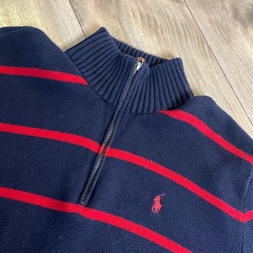 Polo Ralph Lauren Polo Ralph Lauren Navy Stripe Quarterzip Sweater Men Large Size US L / EU 52-54 / 3 - 2 Thumbnail
