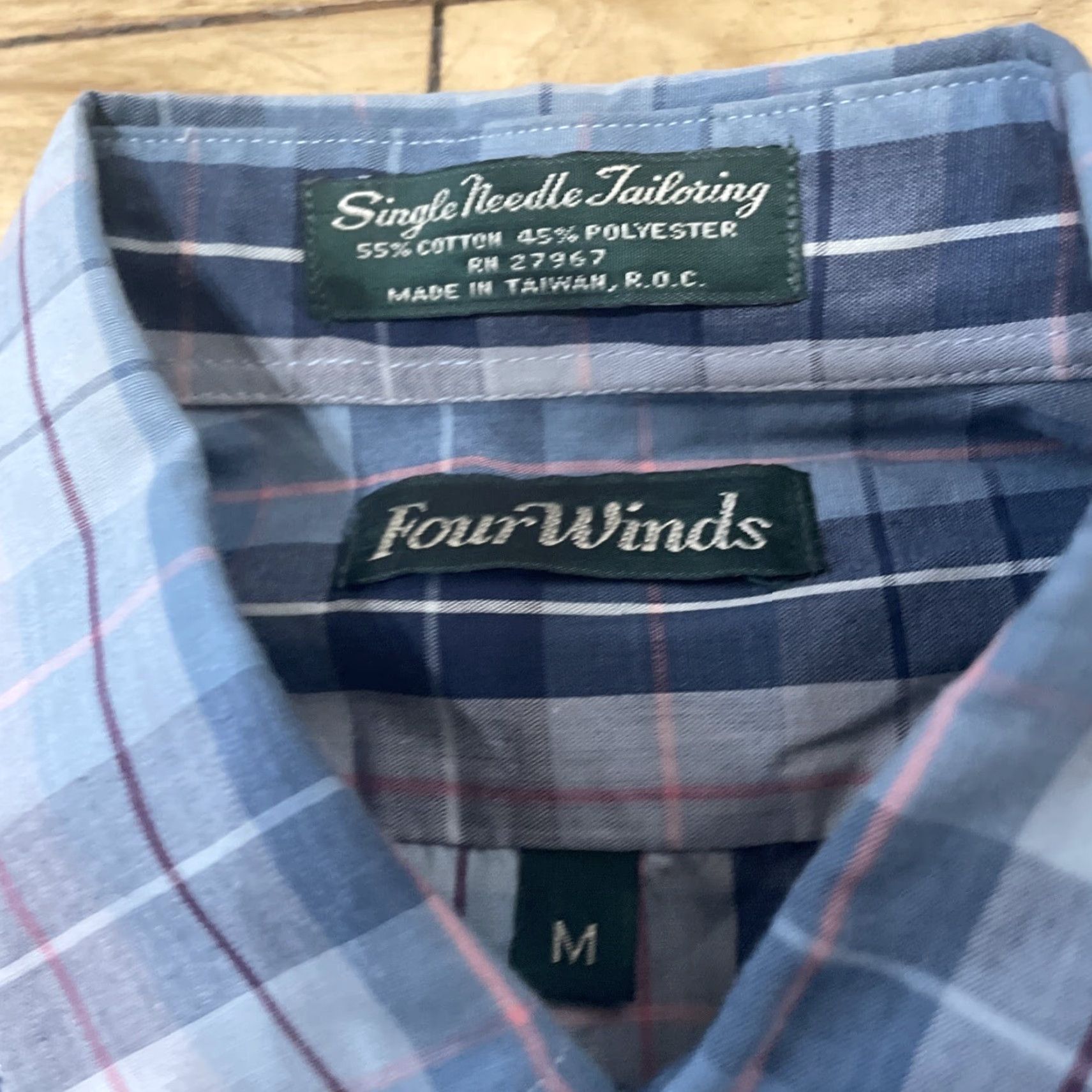 Vintage Vintage Four Winds Button Up Shirt Men M Blue Gray Plaid Short Sleeve Casual Size US M / EU 48-50 / 2 - 4 Thumbnail