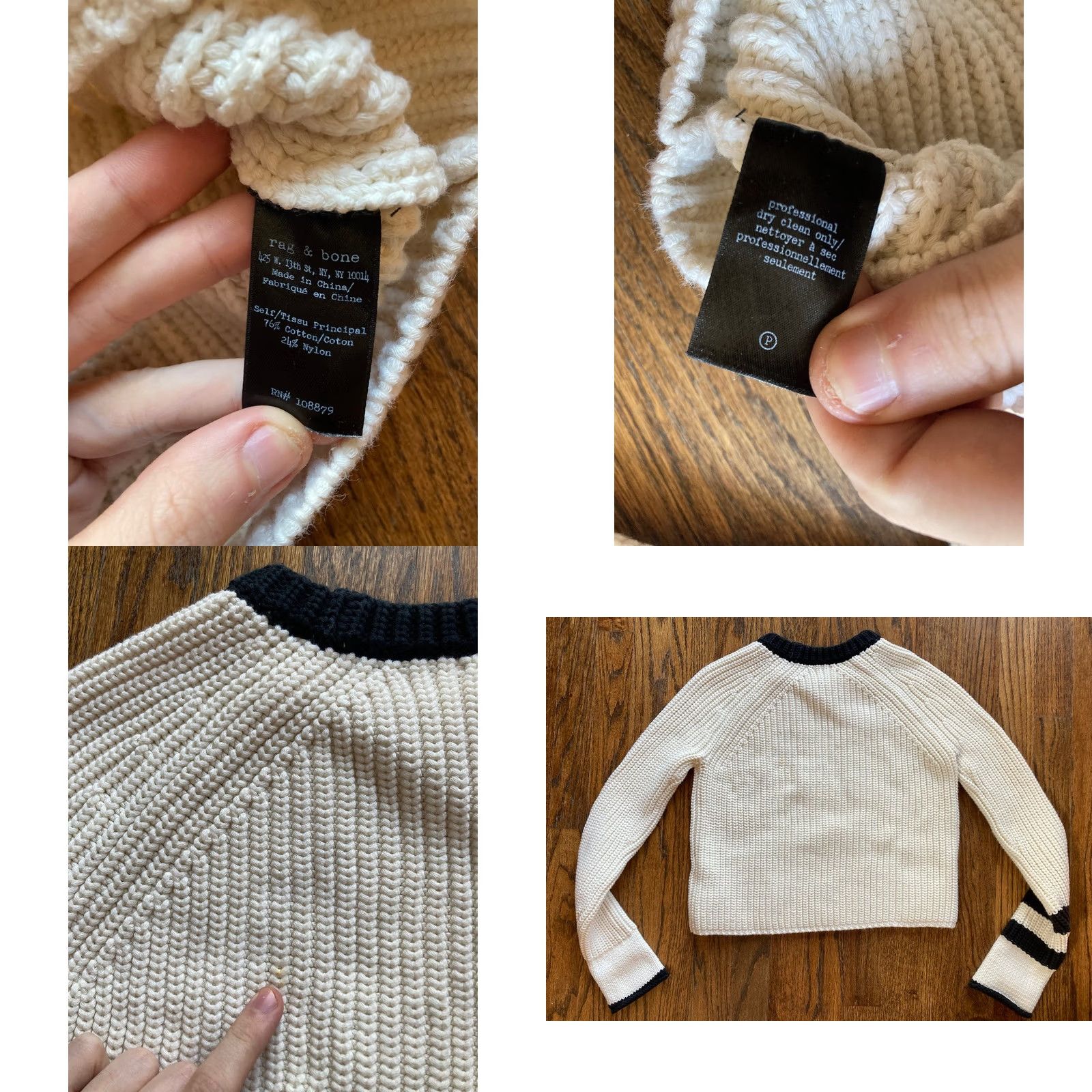 Rag & Bone rag & bone Sweater Womens XS Ivory Knit Crewneck Pullover Size XS / US 0-2 / IT 36-38 - 8 Thumbnail