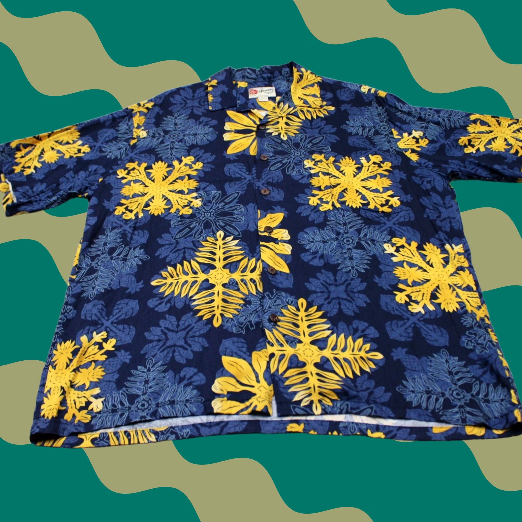 Hilo Hattie Hilo Hattie Shirt Mens XL Blue/Yellow Floral Hawaiian 100% Rayon Short Sleeve Size US XL / EU 56 / 4 - 1 Thumbnail