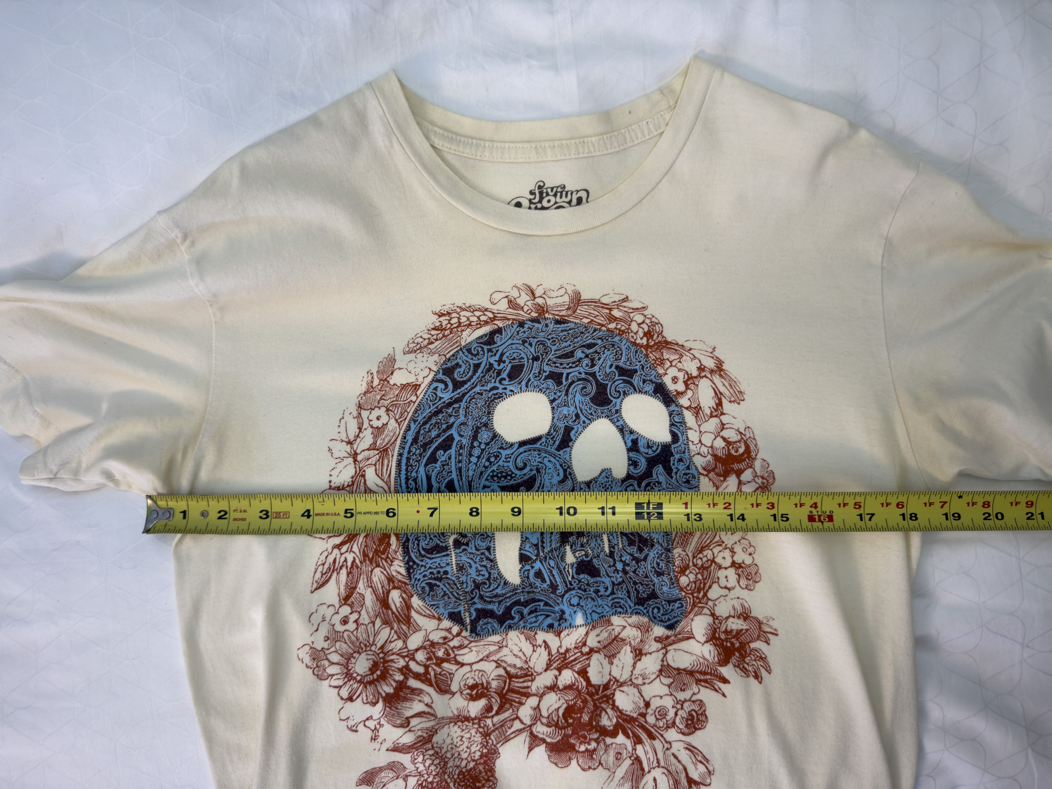 Other Vintage Skull Floral Graphic T-Shirt Cream Paisley Skull Tee Size US M / EU 48-50 / 2 - 6 Thumbnail