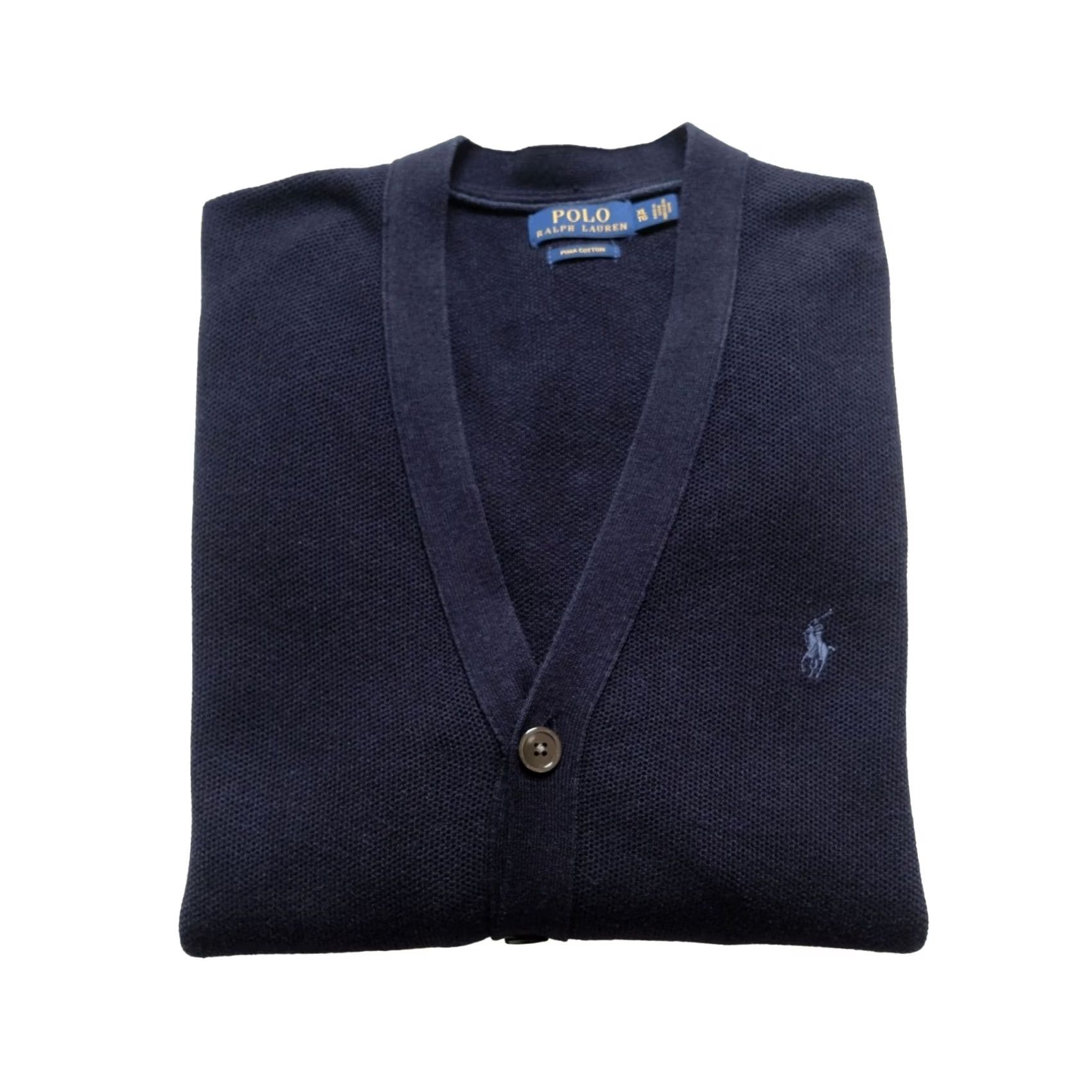 Ralph Lauren Ralph Lauren Polo Cardigan Mens XL Blue 90s Knit V-Neck Cotton Wool Blend Cardigan Size US XL / EU 56 / 4 - 2 Thumbnail
