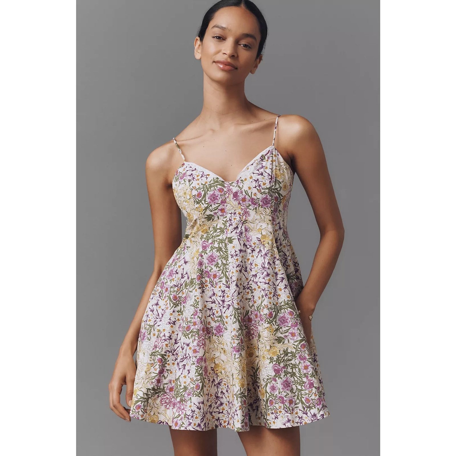 Anthropologie NWT Maeve Lace-Trim Sweetheart Mini Dress $148 Medium Size M / US 6-8 / IT 42-44 - 2 Thumbnail