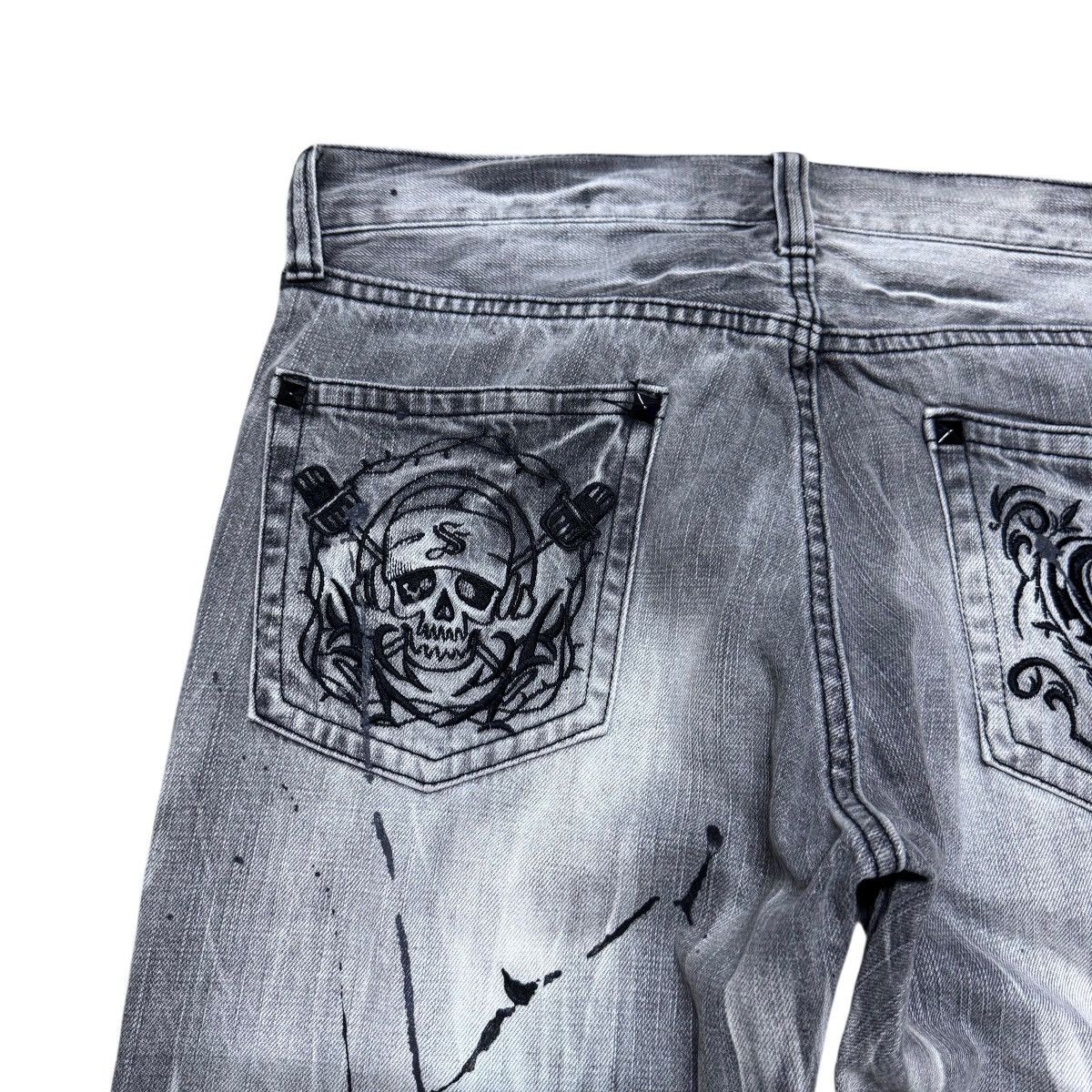 Japanese Brand Sorridere Embroidery Denim Flare Jeans Painter Size US 33 - 11 Thumbnail