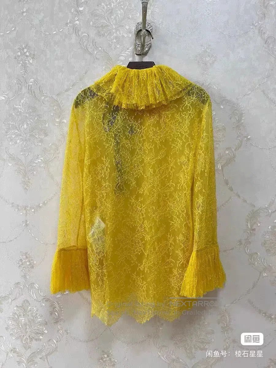Gucci Gucci Yellow Lace Runway Shirt. Size M / US 6-8 / IT 42-44 - 9 Thumbnail