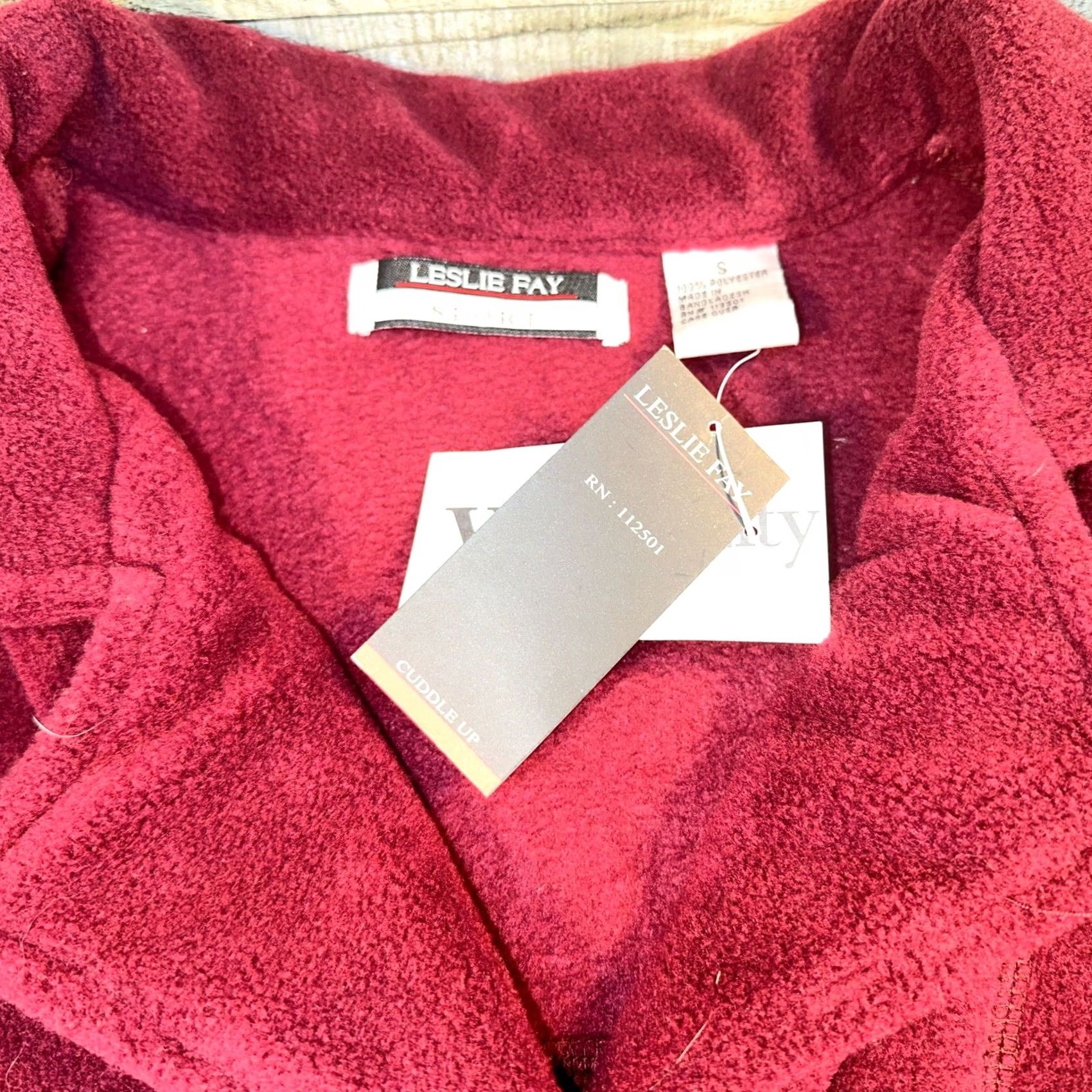 Vintage VINTAGE Lesley Fay Sport Maroon Fleece Jacket Coat 2 Pockets Sz Small NWT Womens Jacket Fleece Sports Red Size S / US 4 / IT 40 - 3 Thumbnail