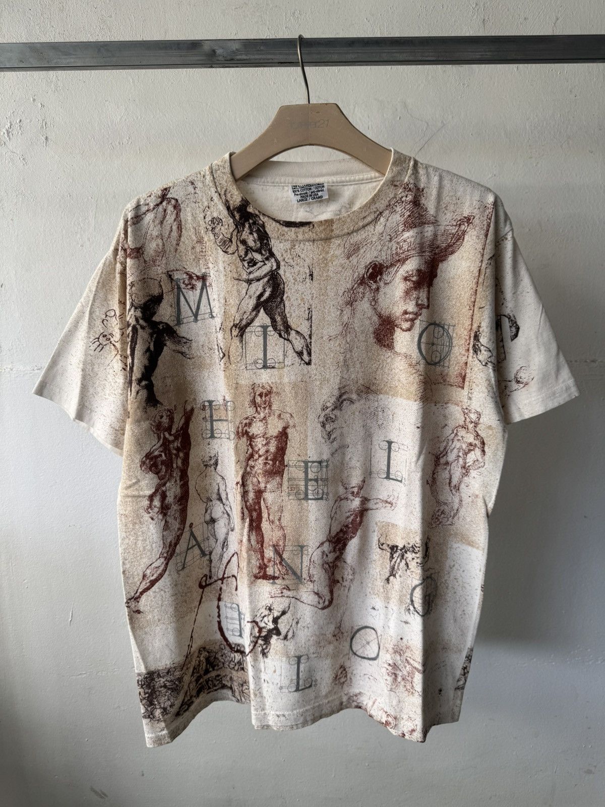 Vintage 90s Michelangelo Renaissance Art David Fullprint Shirt Size US L / EU 52-54 / 3 - 2 Thumbnail