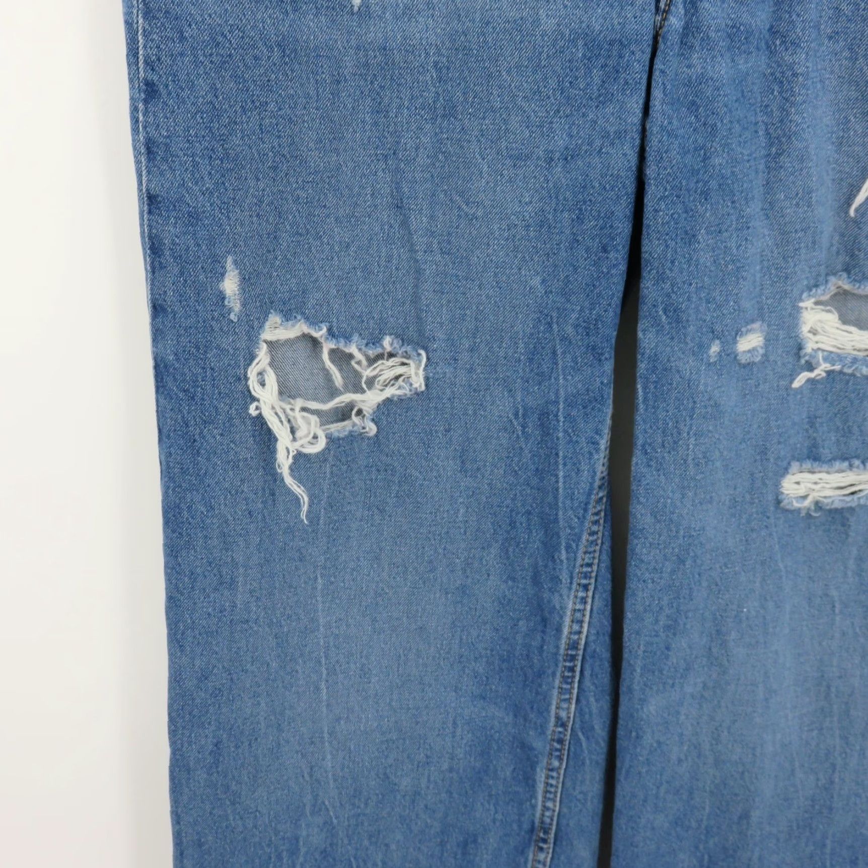 Vintage H&M Divided Jeans Women 4 Distressed Wide-Leg 5-Pocket Denim Blue Cotton Blend Pocket Pockets Regular Vintage No Size 27" / US 4 / IT 40 - 3 Thumbnail