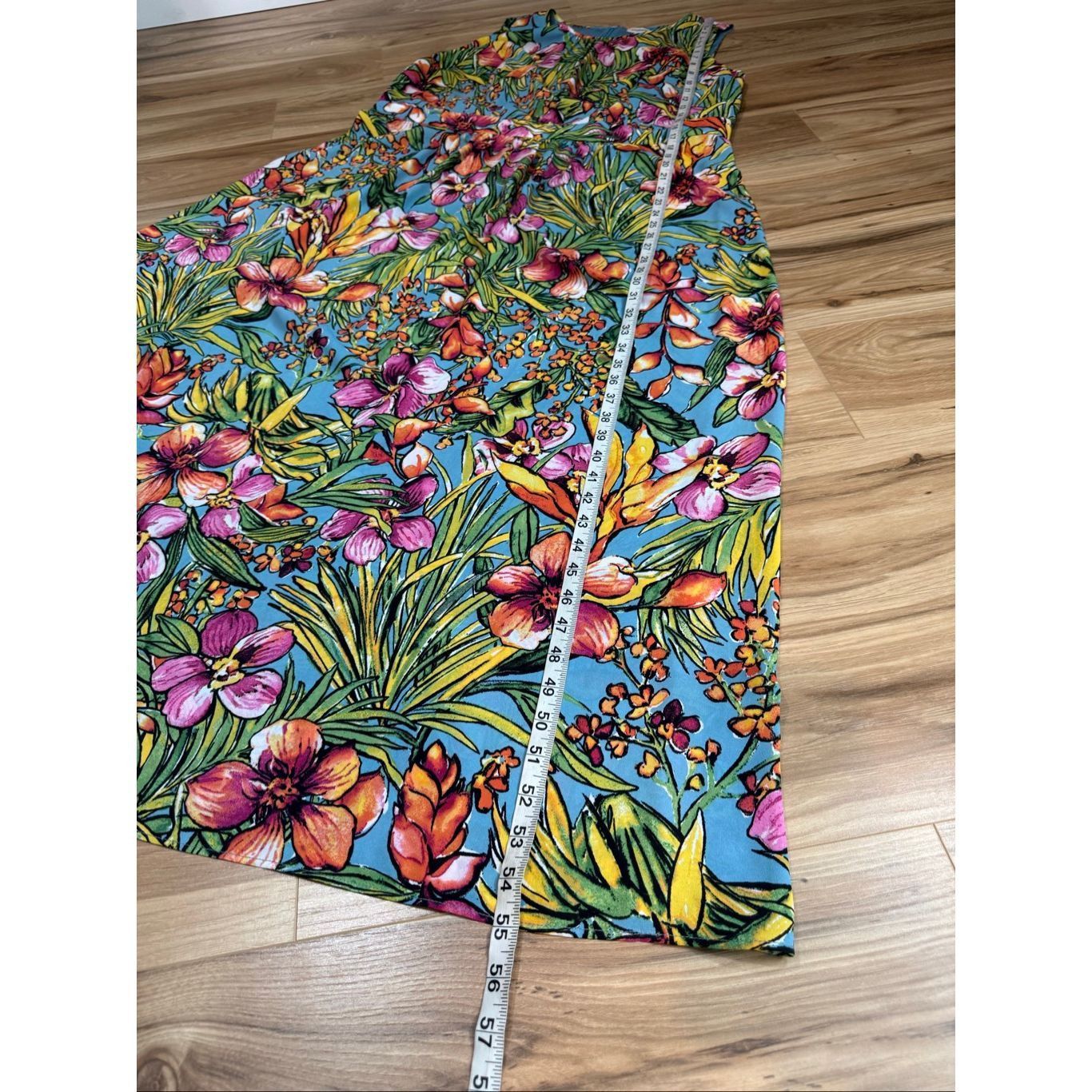 Robert Talbott Talbots Midi Floral Colorful Blue Green Pink Tropical Chiffo Size XXL / US 16-18 / IT 52-54 - 7 Thumbnail