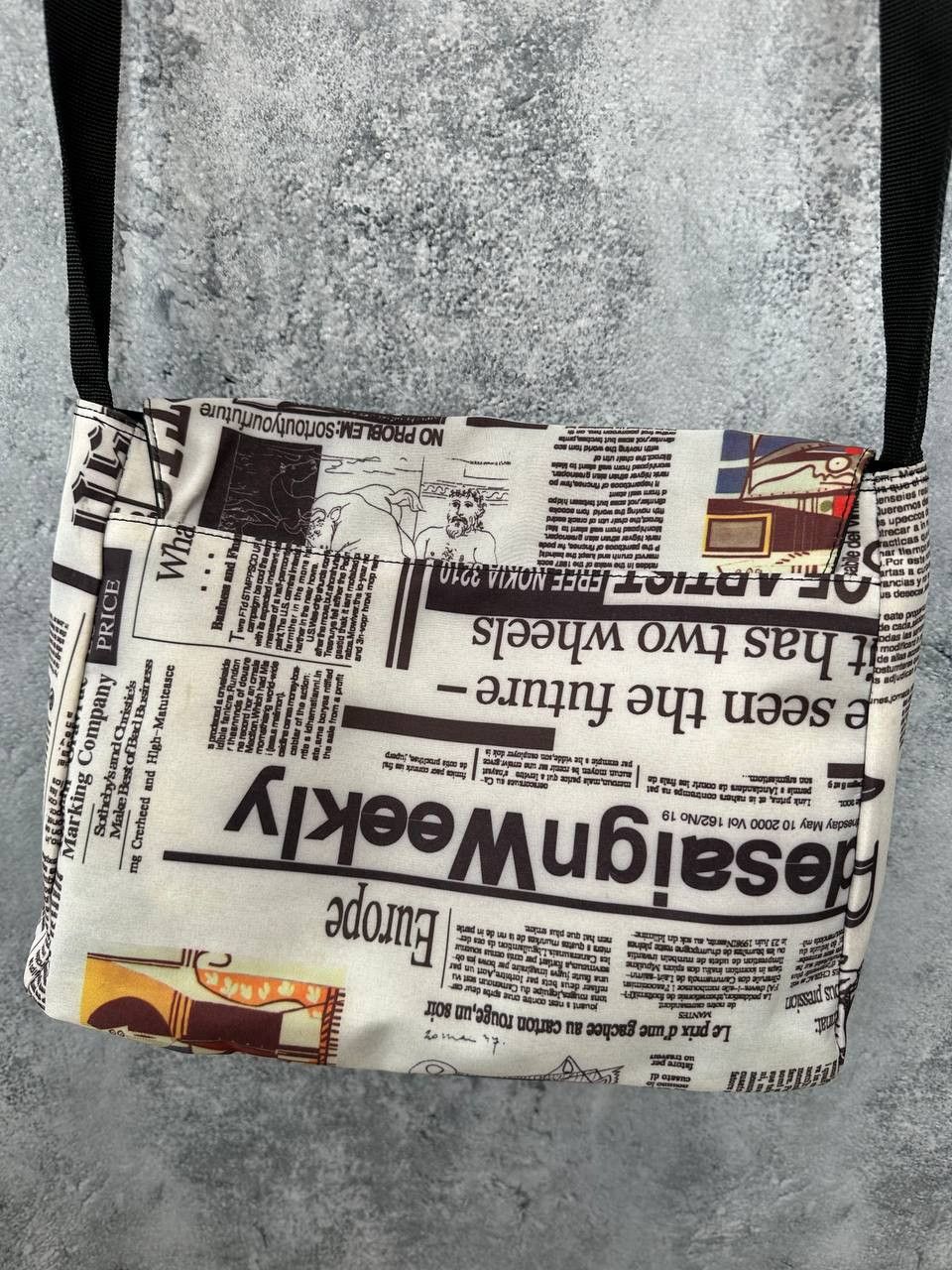 Designer L.Credi Gazette Print Crossbody Bag Newspaper Adjustable Size ONE SIZE - 5 Thumbnail