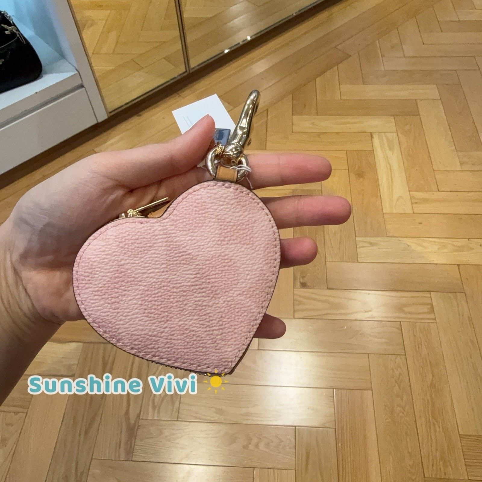 Coach NWT Coach Heart Bag Charm Signature Canvas CEA22 Powder Pink Size ONE SIZE - 3 Thumbnail
