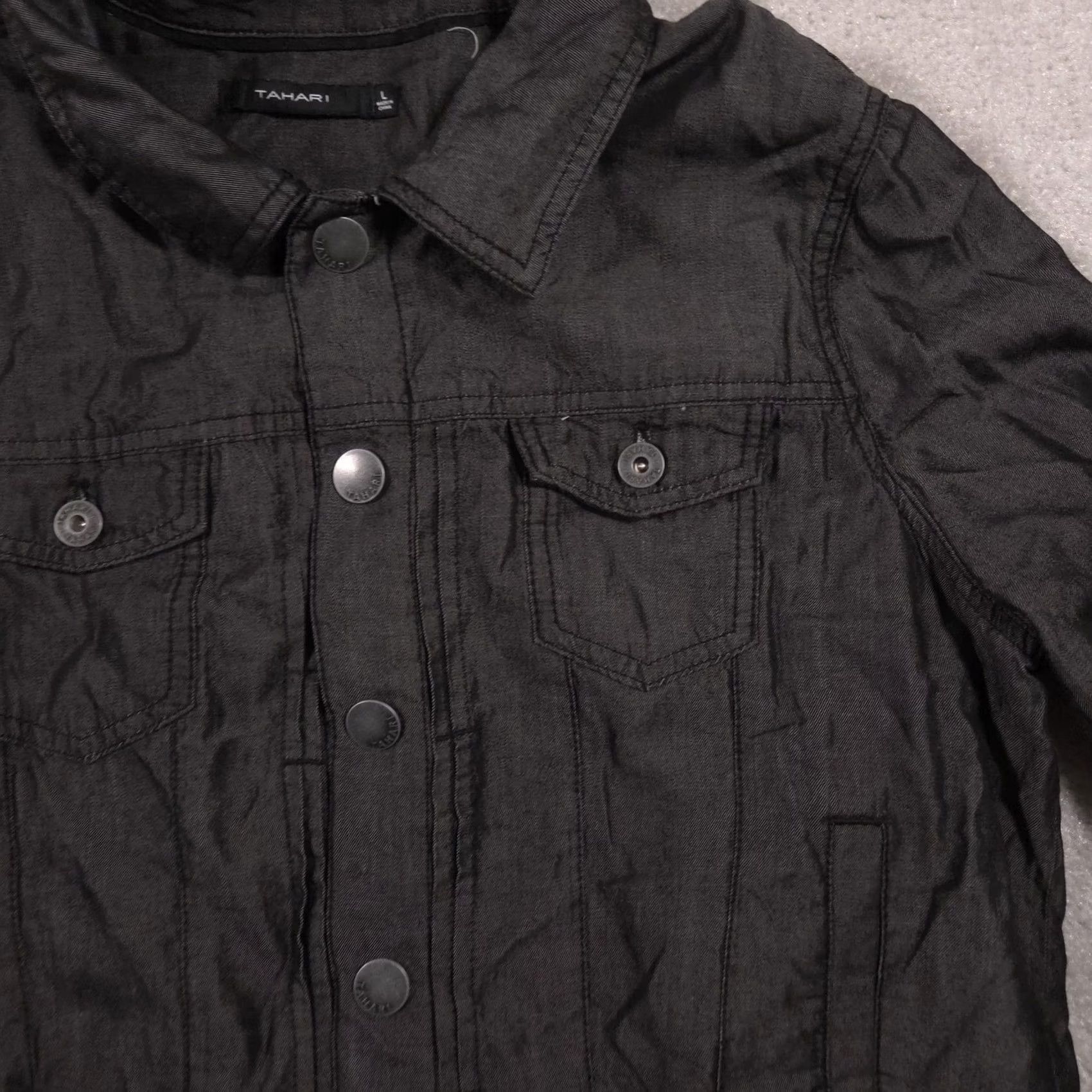 Vintage Tahari Jacket Womens Large Black Lyocell Twill Snap Front Casual Size L / US 10 / IT 46 - 3 Thumbnail