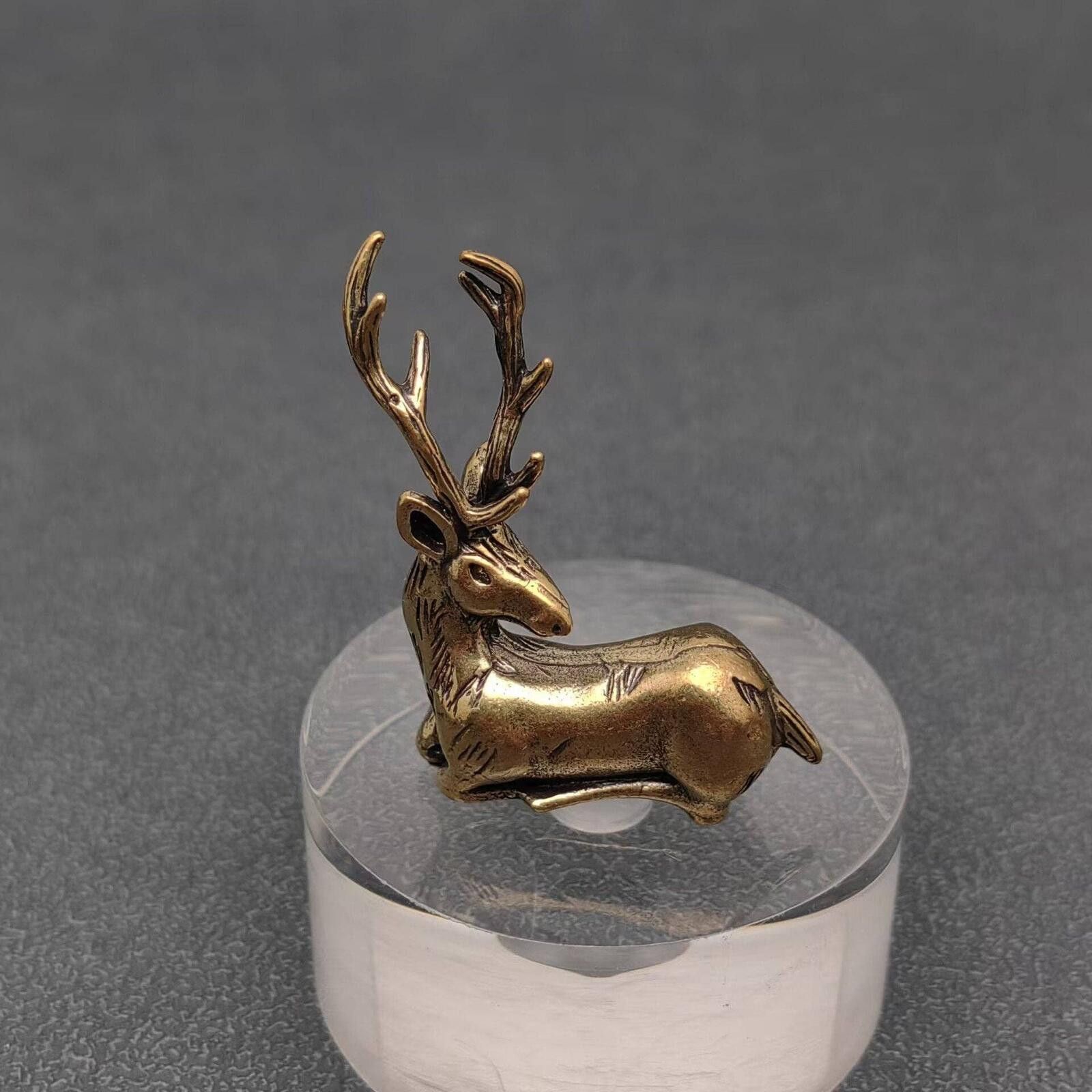 The Unbranded Brand Miniature Brass Deer Figurine Sculpture Size ONE SIZE - 1 Thumbnail