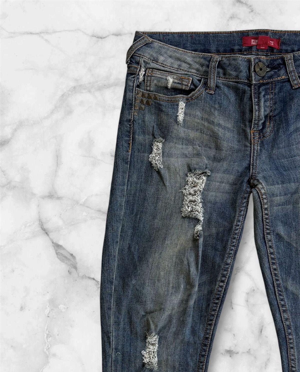 Forever 21 Forever 21 Streetwear Skinny Distressed Denim Pant Size US 32 / EU 48 - 3 Thumbnail