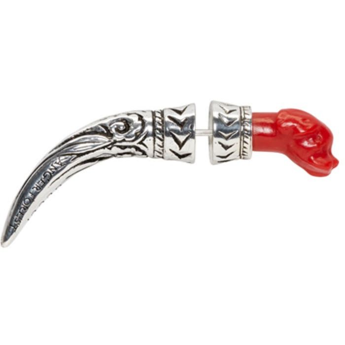 Gucci Gucci Anger Forest Single Sterling Silver Dog Earring In Red Size ONE SIZE - 8 Thumbnail