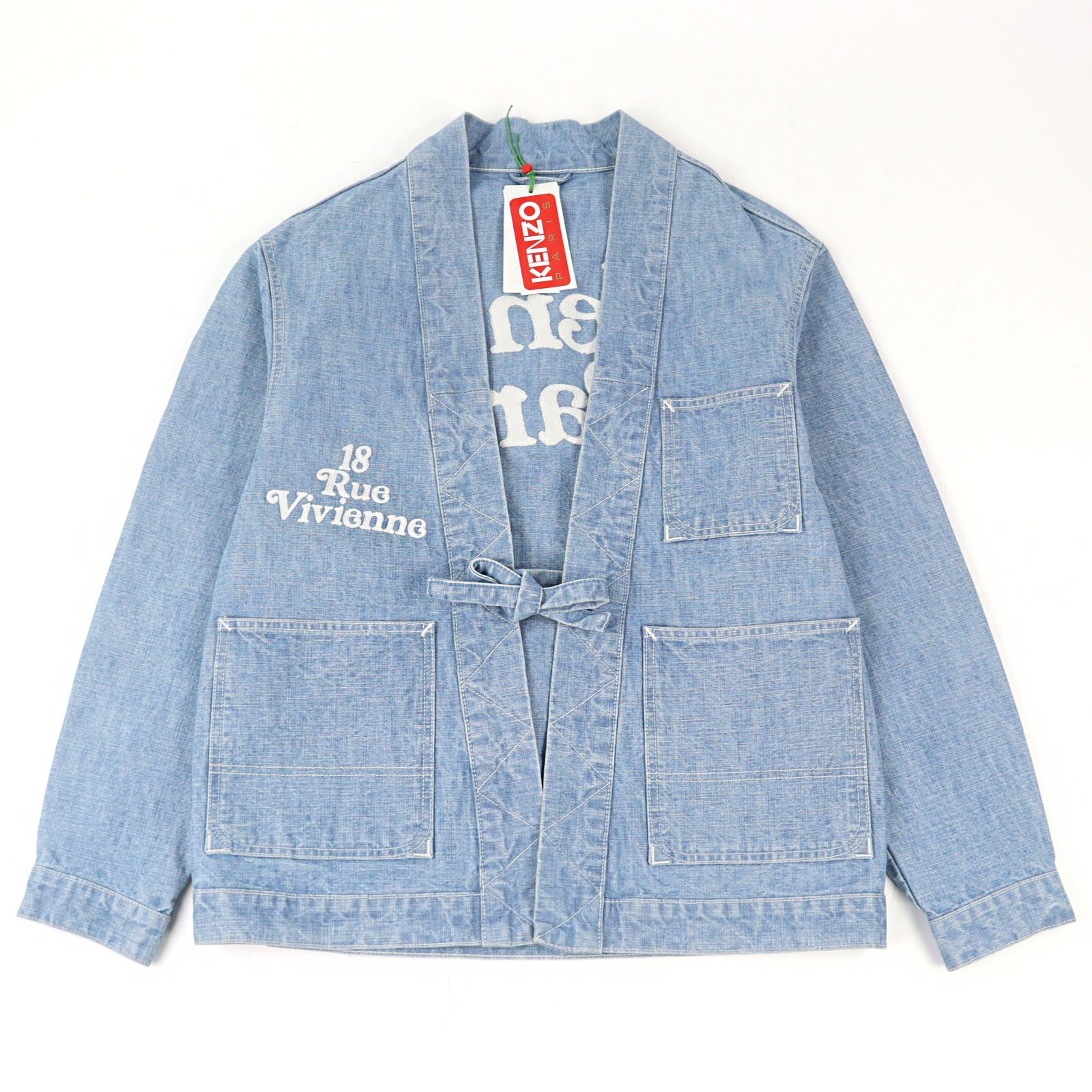 Kenzo Kenzo Kenzo Verdy KENZO BY VERDY Embroidered Cotton Blend Kimono Jacket Textile Outerwear FE55DM1426H4 DUTY FREE for USA Size ONE SIZE - 1 Thumbnail