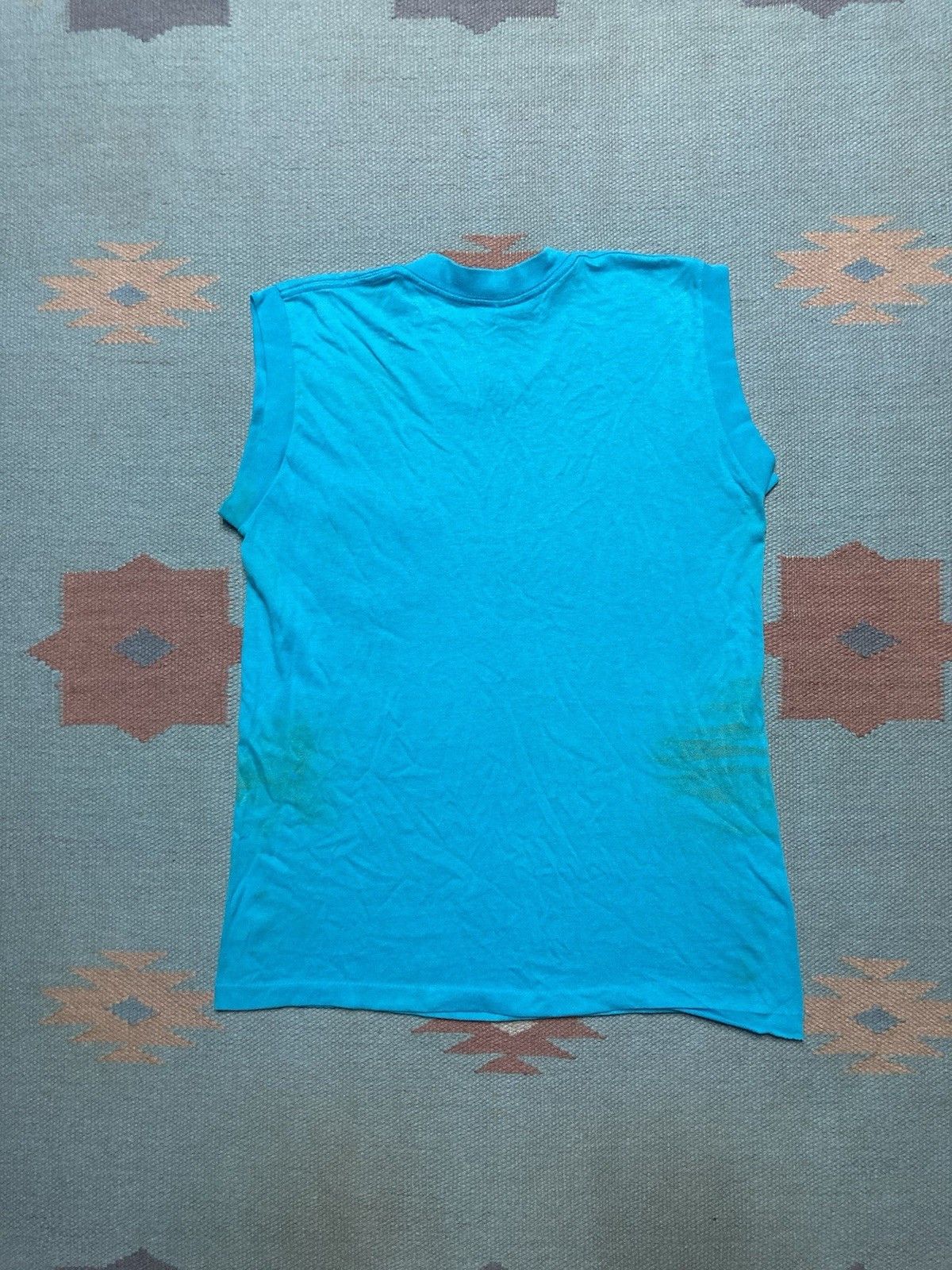 Vintage Vintage 80s pocket t shirt blank teal blue worn soft medium Size US M / EU 48-50 / 2 - 8 Thumbnail