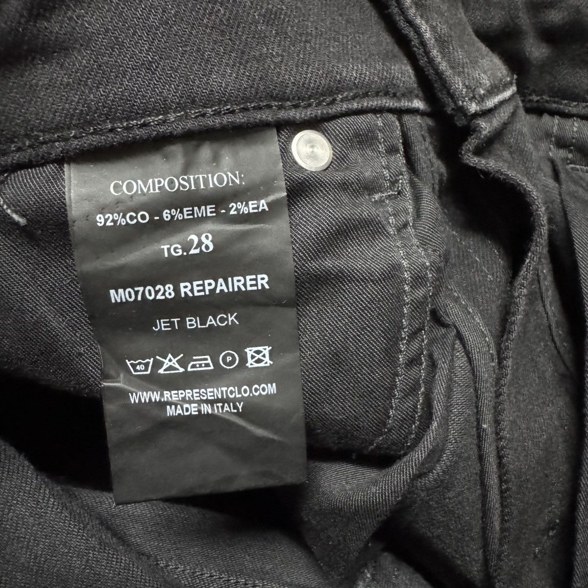 Represent Clo. Represent Jet Black Repairer Denim Jeans Size US 28 / EU 44 - 24 Thumbnail