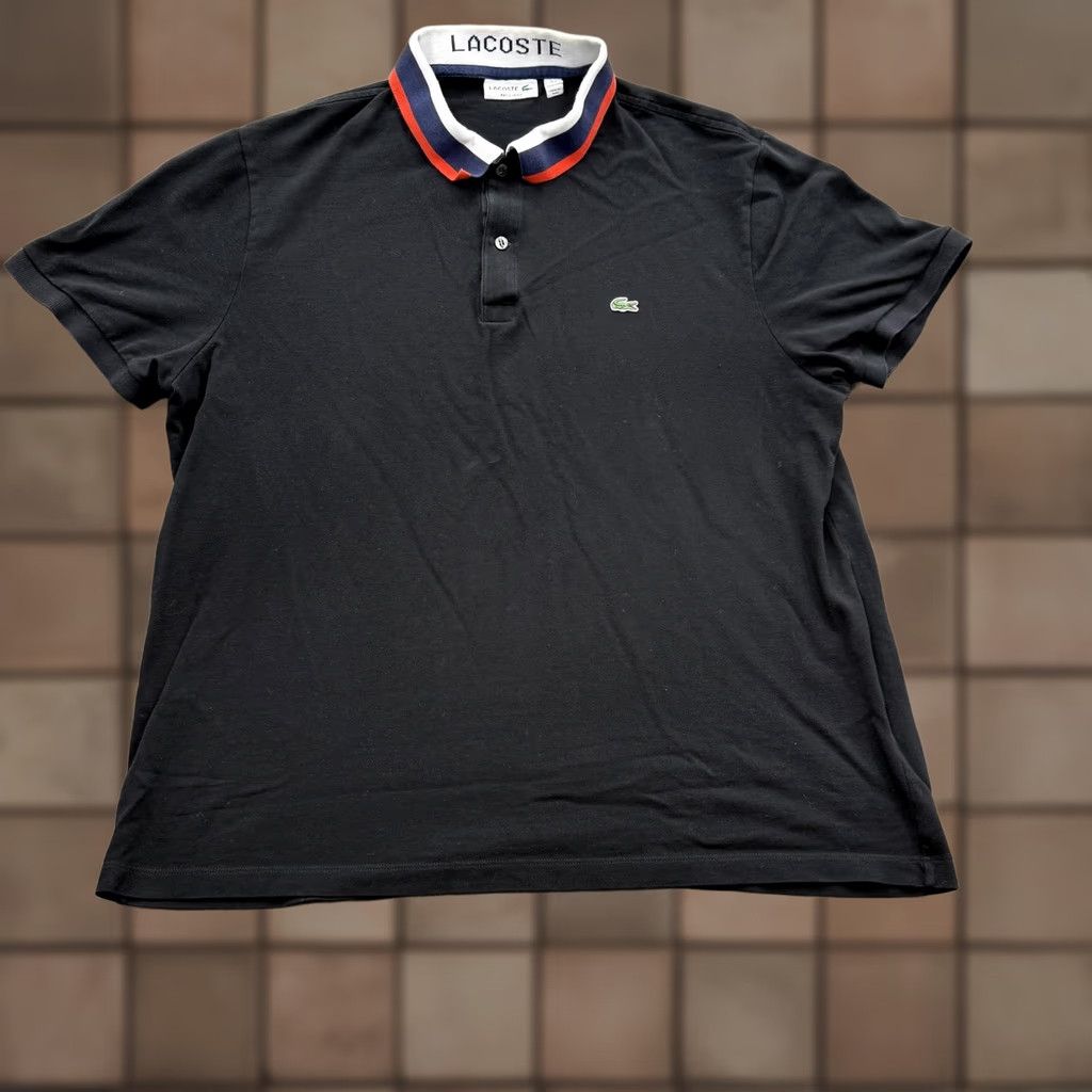 Lacoste Lacoste Polo Shirt Mens 3XL Black Contrast Collar Cotton Croc Logo Casual Size US XXL / EU 58 / 5 - 1 Thumbnail