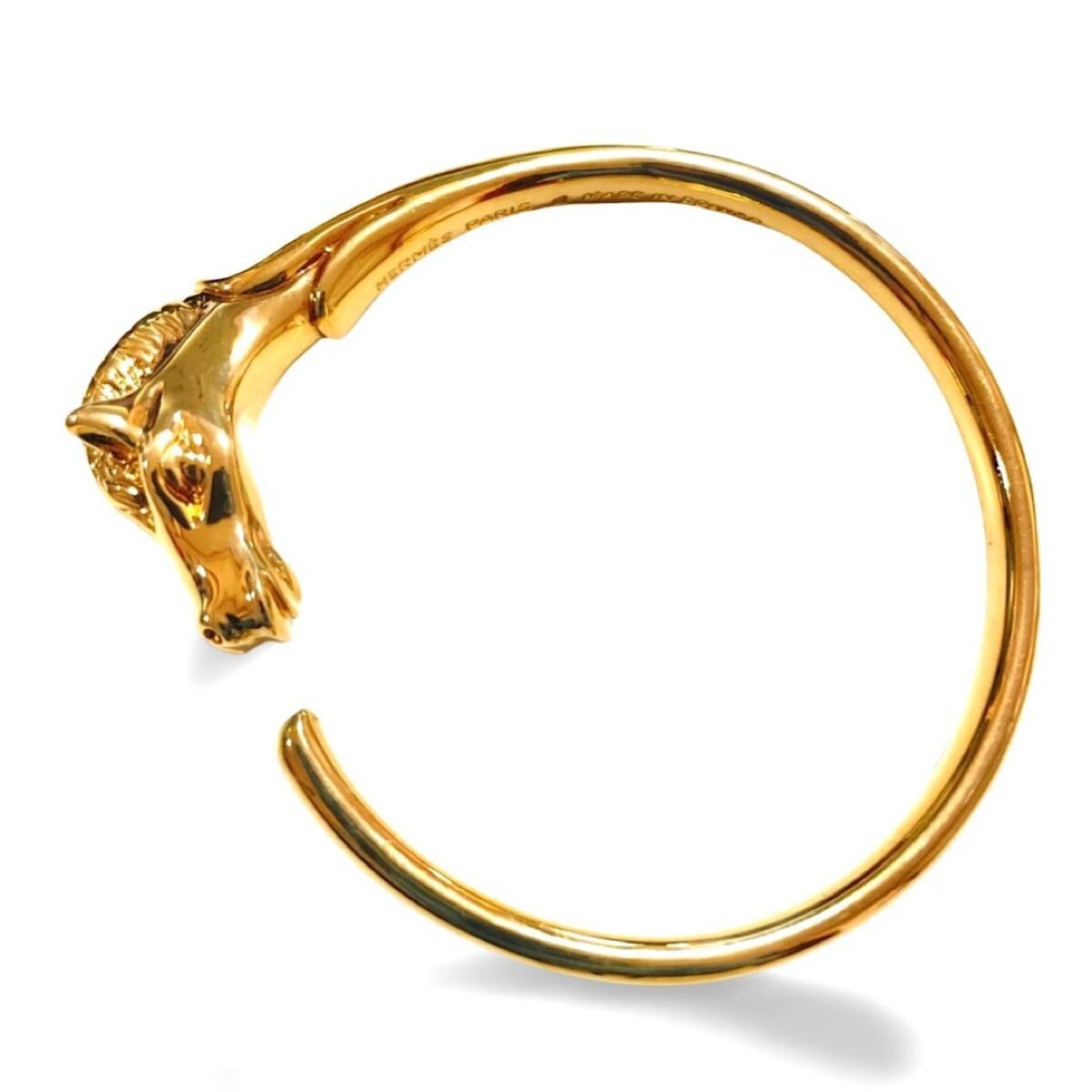Hermes Vintage Hermes golden horse head design bangle, bracelet. Size ONE SIZE - 7 Thumbnail