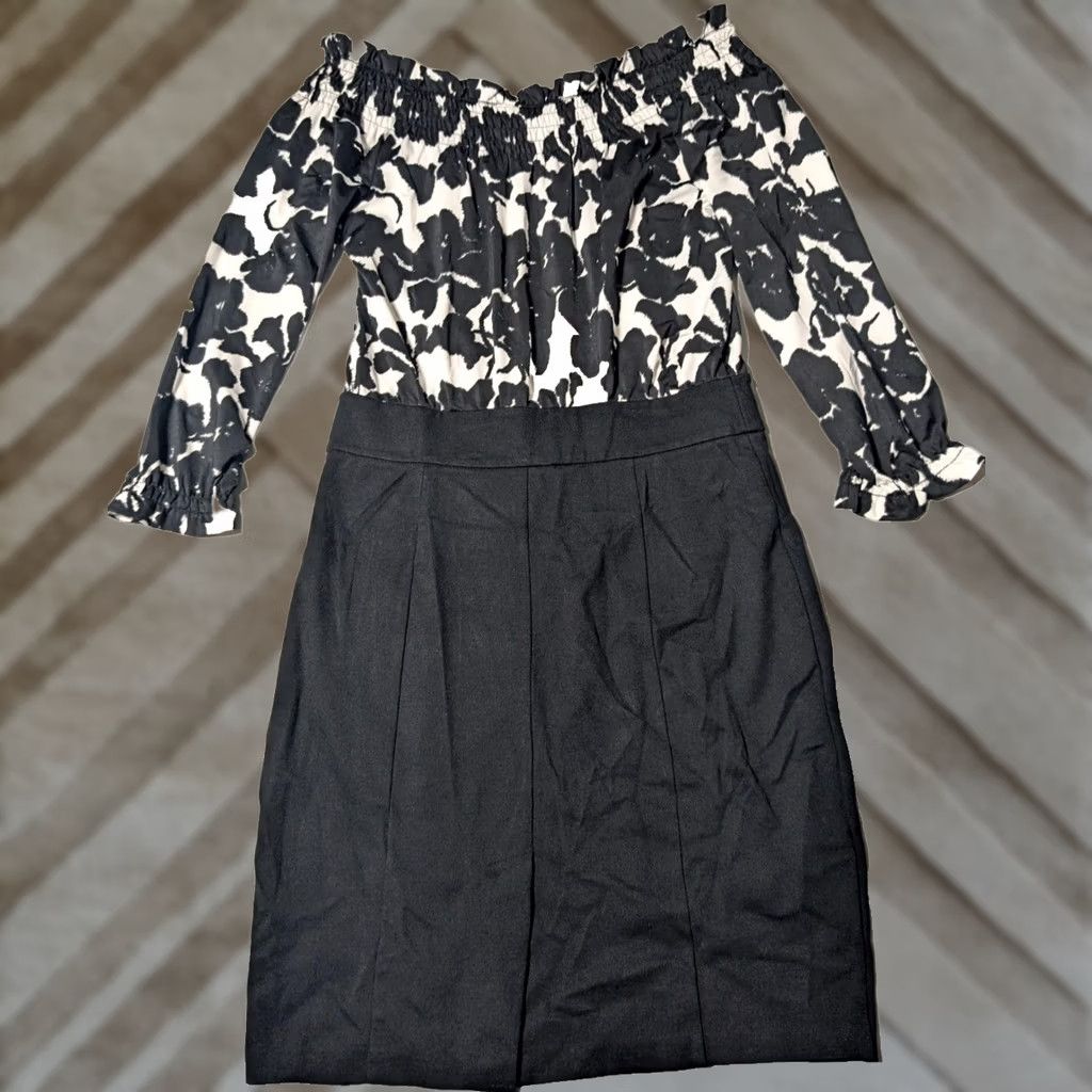 Vintage INC INTERNATIONAL CONCEPTS Women M Black White Floral Sheath Dress Size M / US 6-8 / IT 42-44 - 1 Thumbnail
