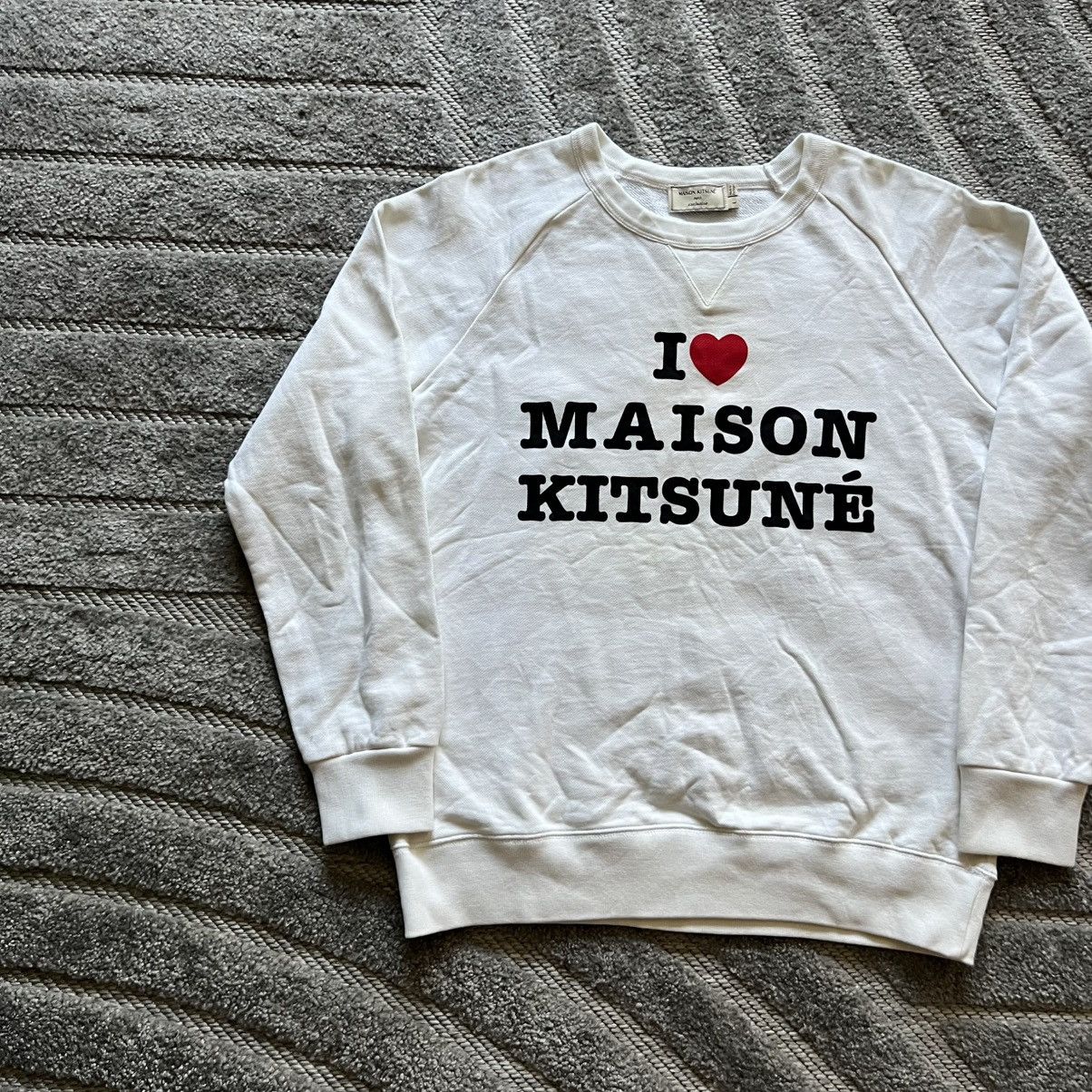 Vintage Y2K Maison Kitsune Paris Logo Sweatshirt Streetwear in White, Men's — image 2 of 6