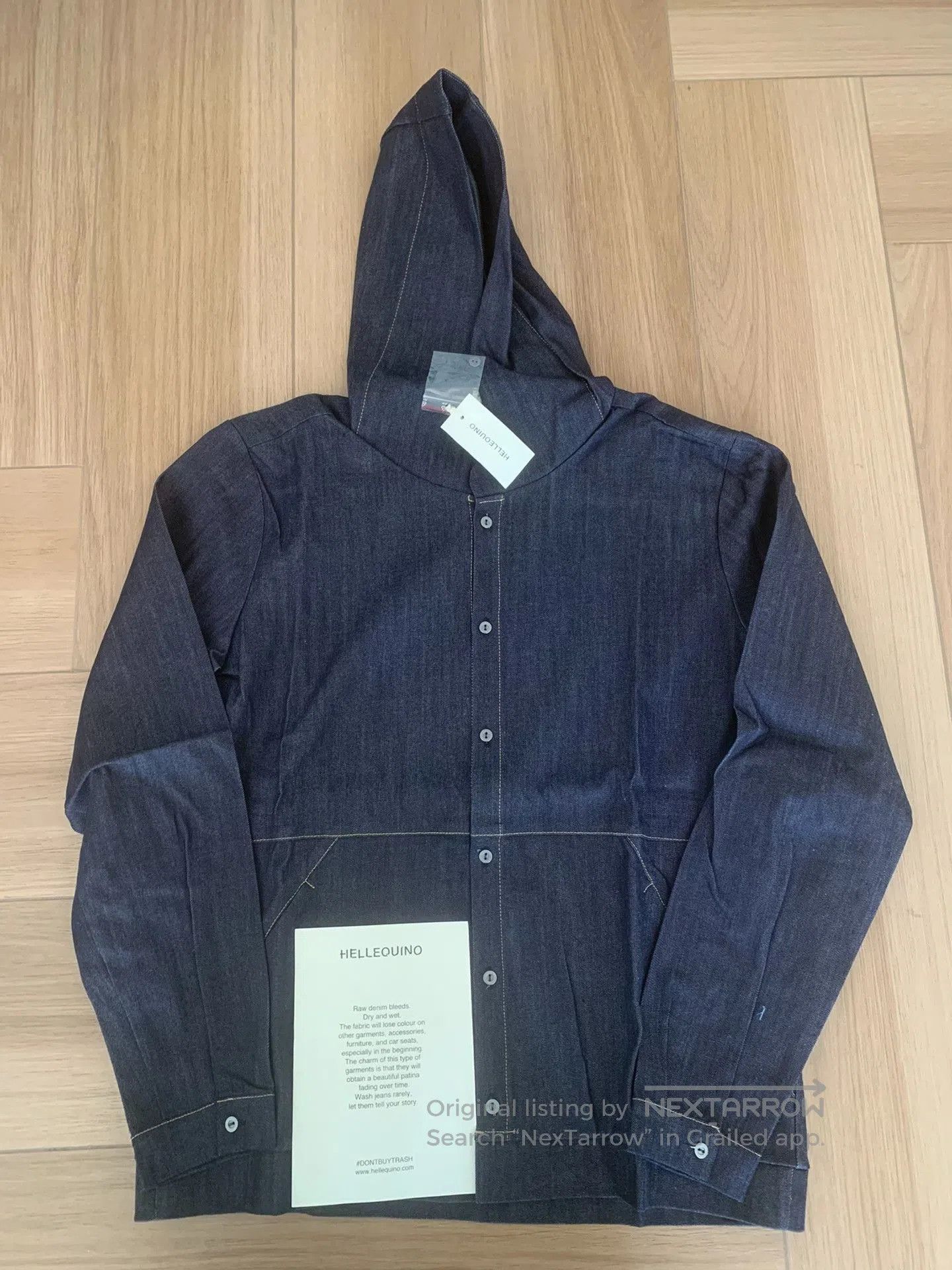 Helas Hellequino Street Vintage Denim Hooded Shirt. Size US L / EU 52-54 / 3 - 1 Thumbnail
