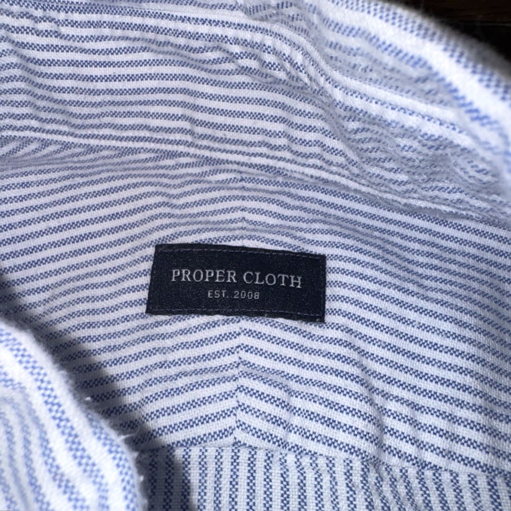 Proper Cloth Proper Cloth Button Shirt 19/34 Washed Blue Stripe Lightweight Cotton Oxford Shirt Men Long Sleeve Button-Up Size US XXL / EU 58 / 5 - 4 Thumbnail