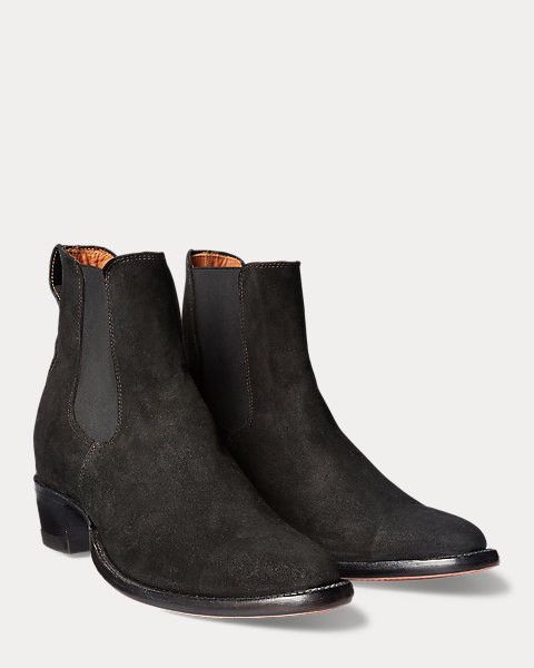 image of Rrl Ralph Lauren Rough Out Suede Chelsea Boot in Black, Men's (Size 12)