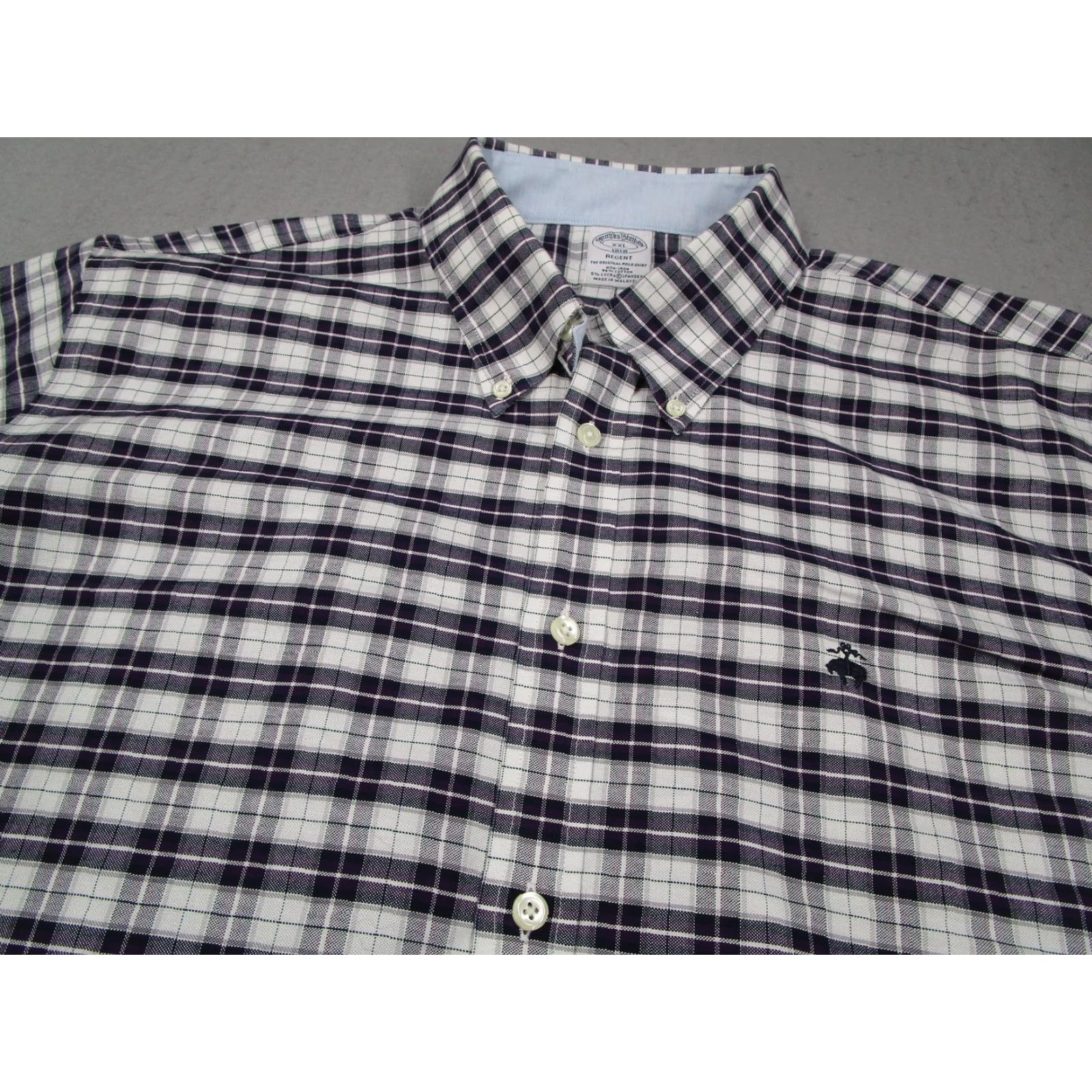 Brooks Brothers Brooks Brothers Shirt Mens 2XL Purple Plaid Regent Non-Iron Button Down Stretch Size US XXL / EU 58 / 5 - 2 Thumbnail