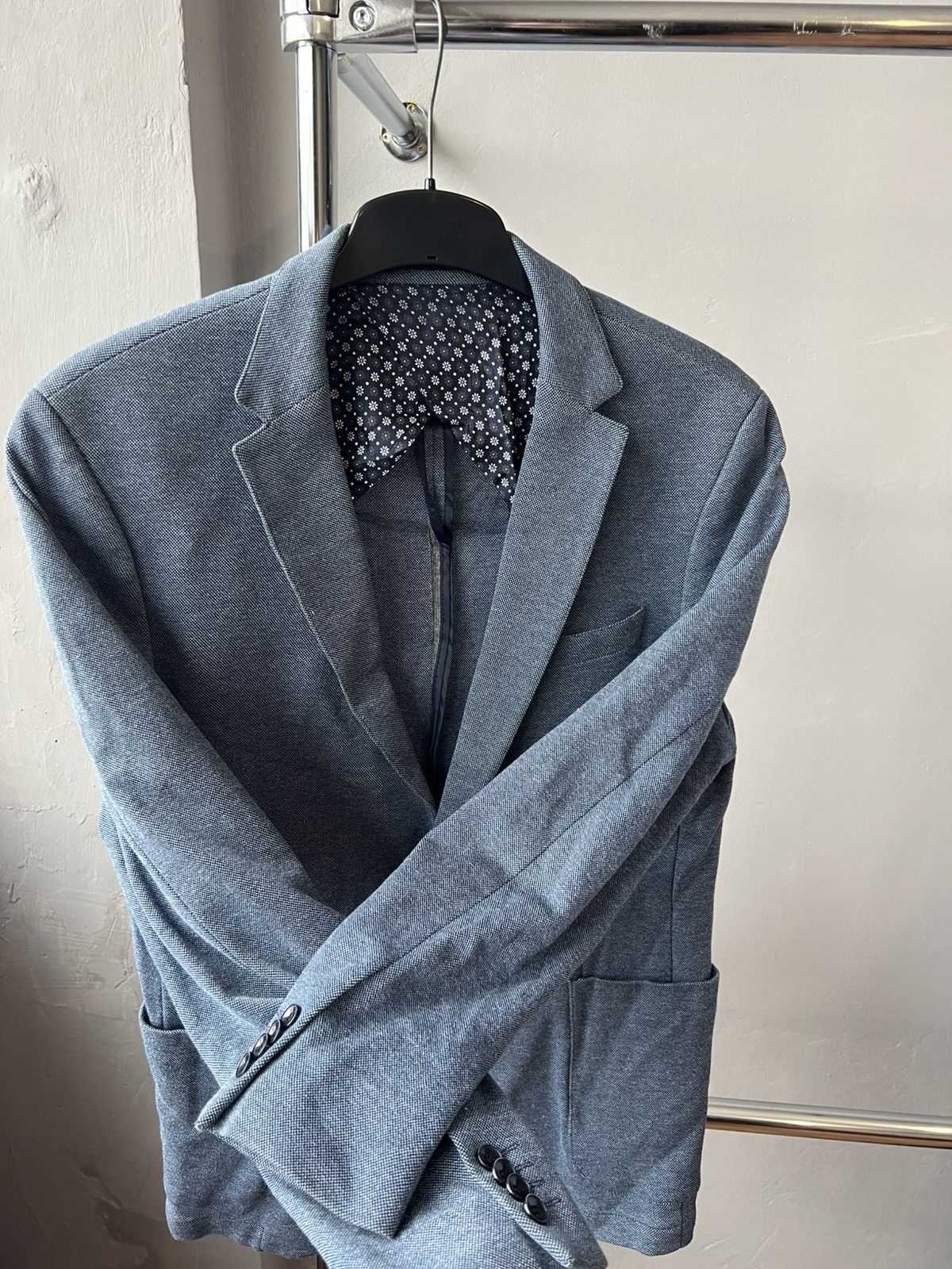 Louis Feraud LOUIS FERAUD PARIS MADE IN ITALY BLUE MENS SOLID BLAZER 52 Size 52R - 7 Thumbnail