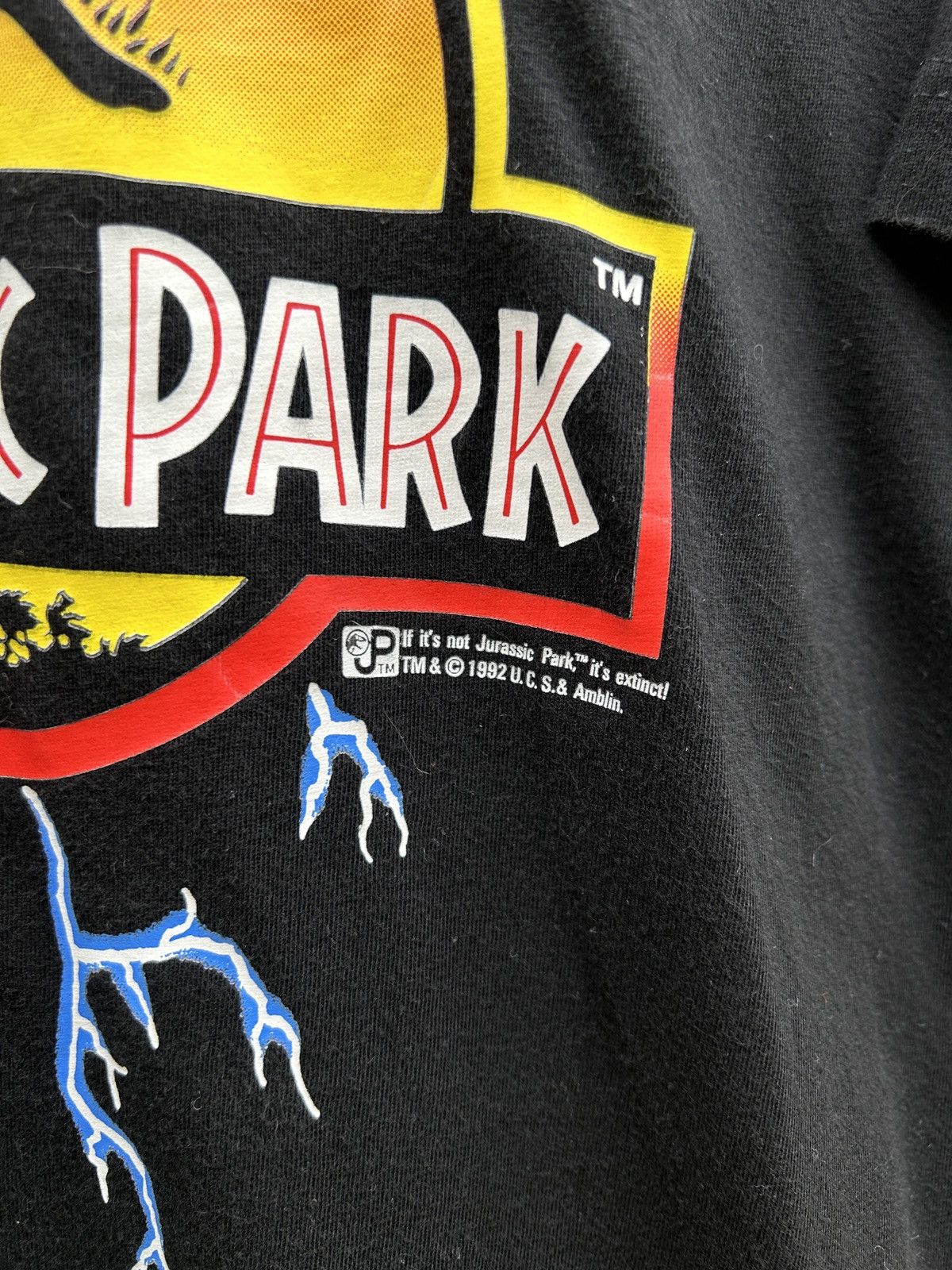 Vintage 90s Vintage Warner Bros Jurassic Park 1992 Thunder T-Shirt Size US M / EU 48-50 / 2 - 3 Thumbnail