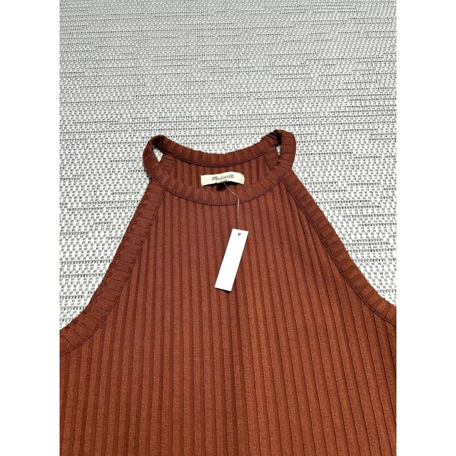 Madewell Madewell Tank Top Womens M Brown Ribbed Cutaway Crewneck Sleeveless Casual Basic Knit Stretch Size M / US 6-8 / IT 42-44 - 3 Thumbnail