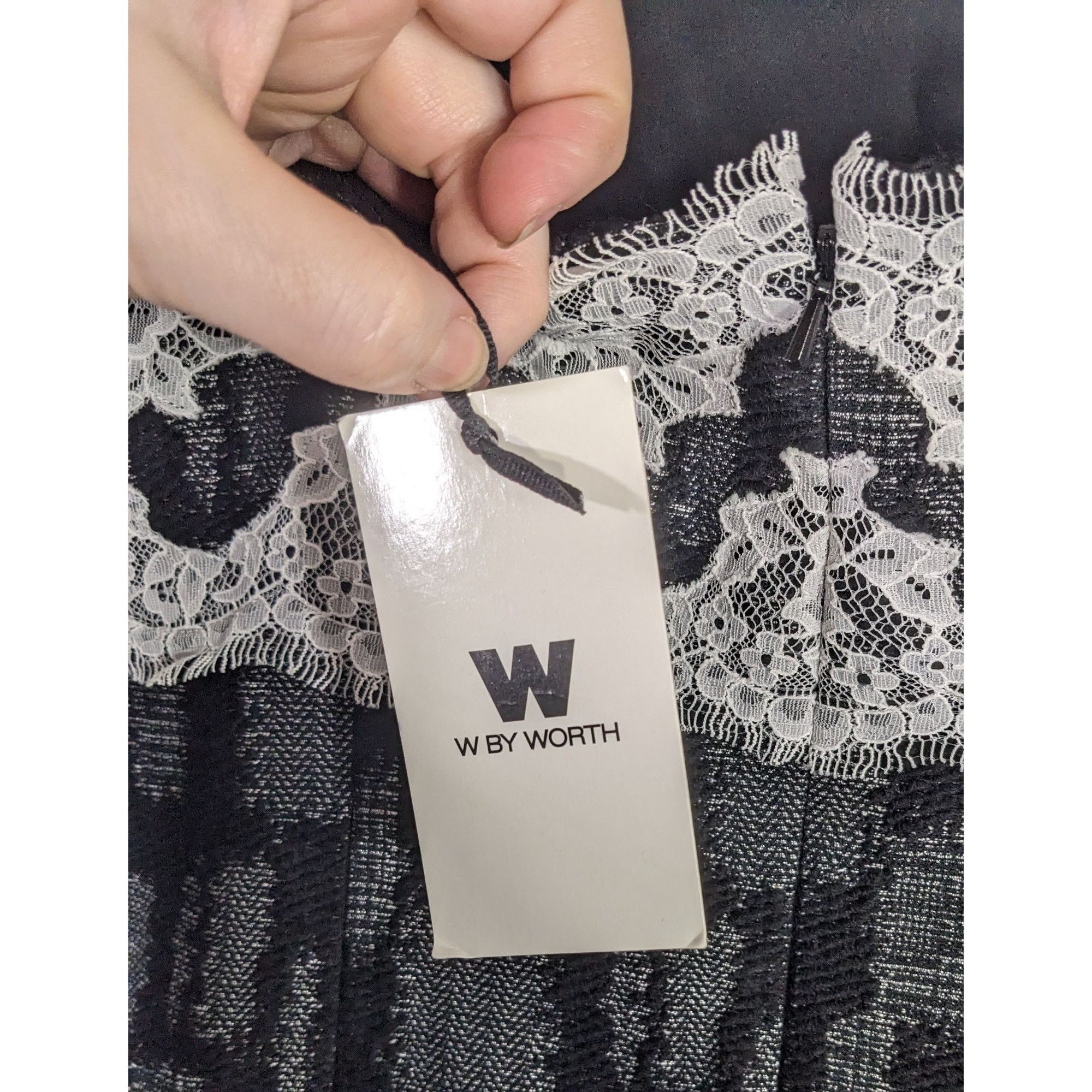 Other W By Worth Corporate Goth Black White Tweed Lace Trim Bustie Size M / US 6-8 / IT 42-44 - 5 Thumbnail